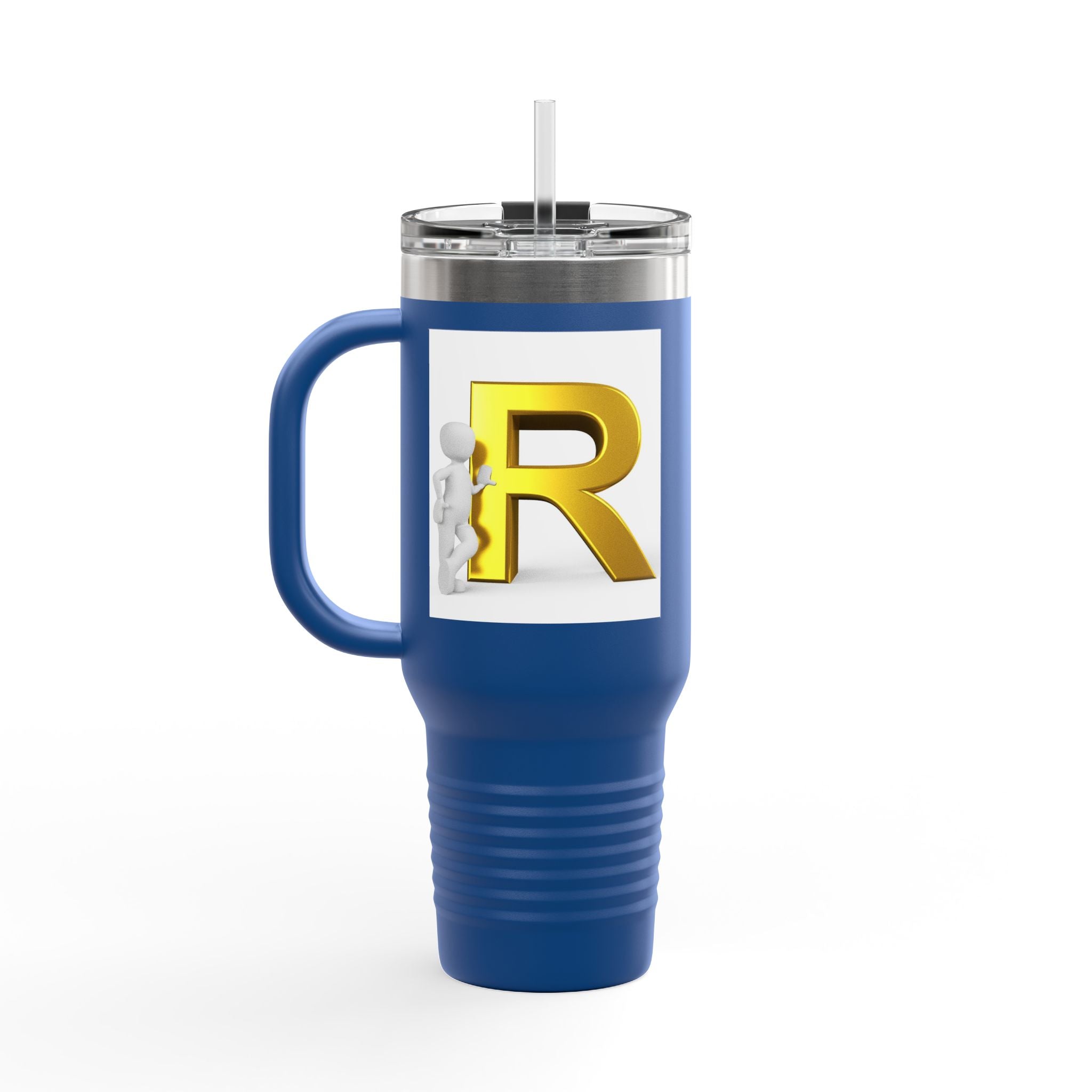 Gold 3D Letter R Initial Insulated Travel Mug | 40oz