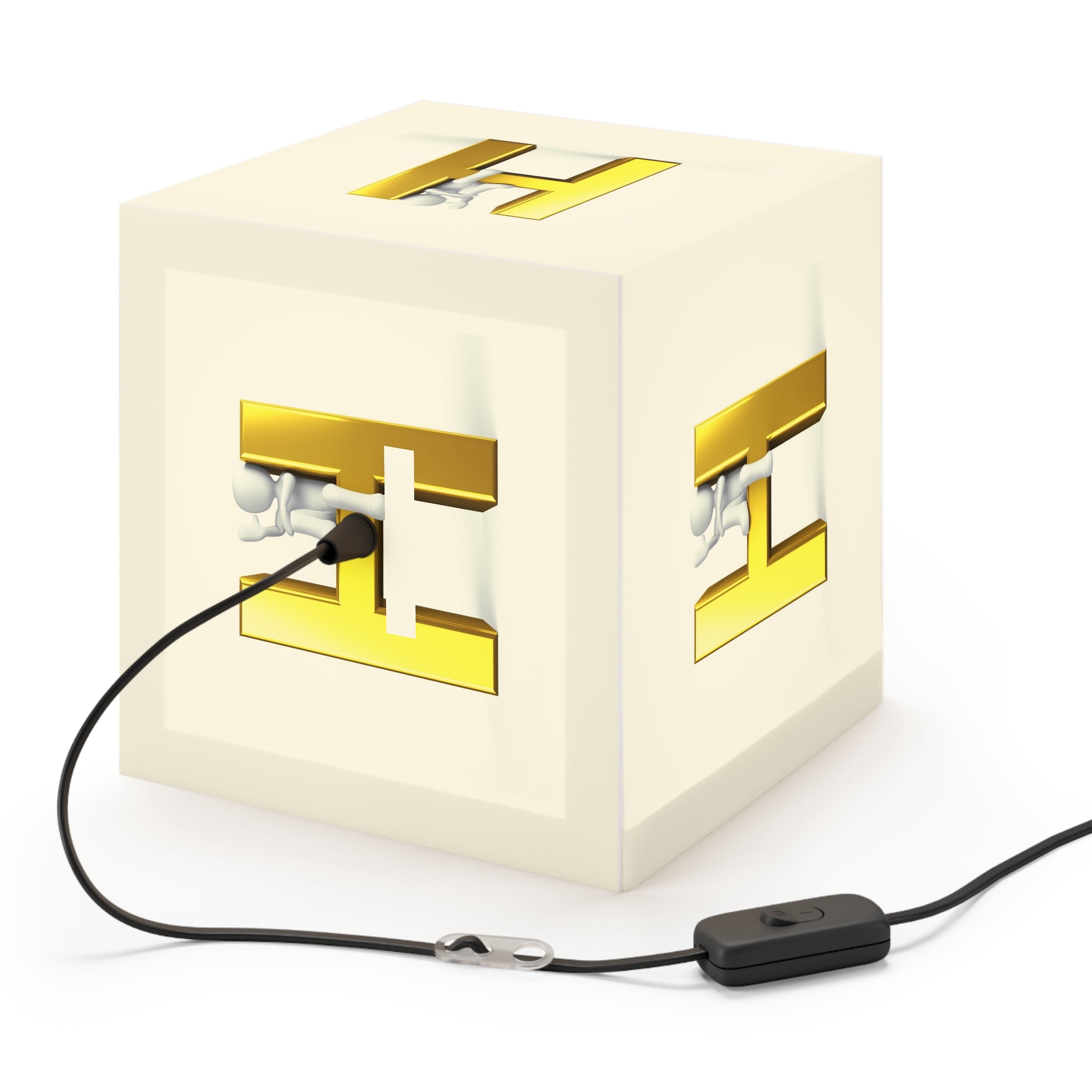 Gold Letter H Cube Lamp | Initial Light Cube Lamp