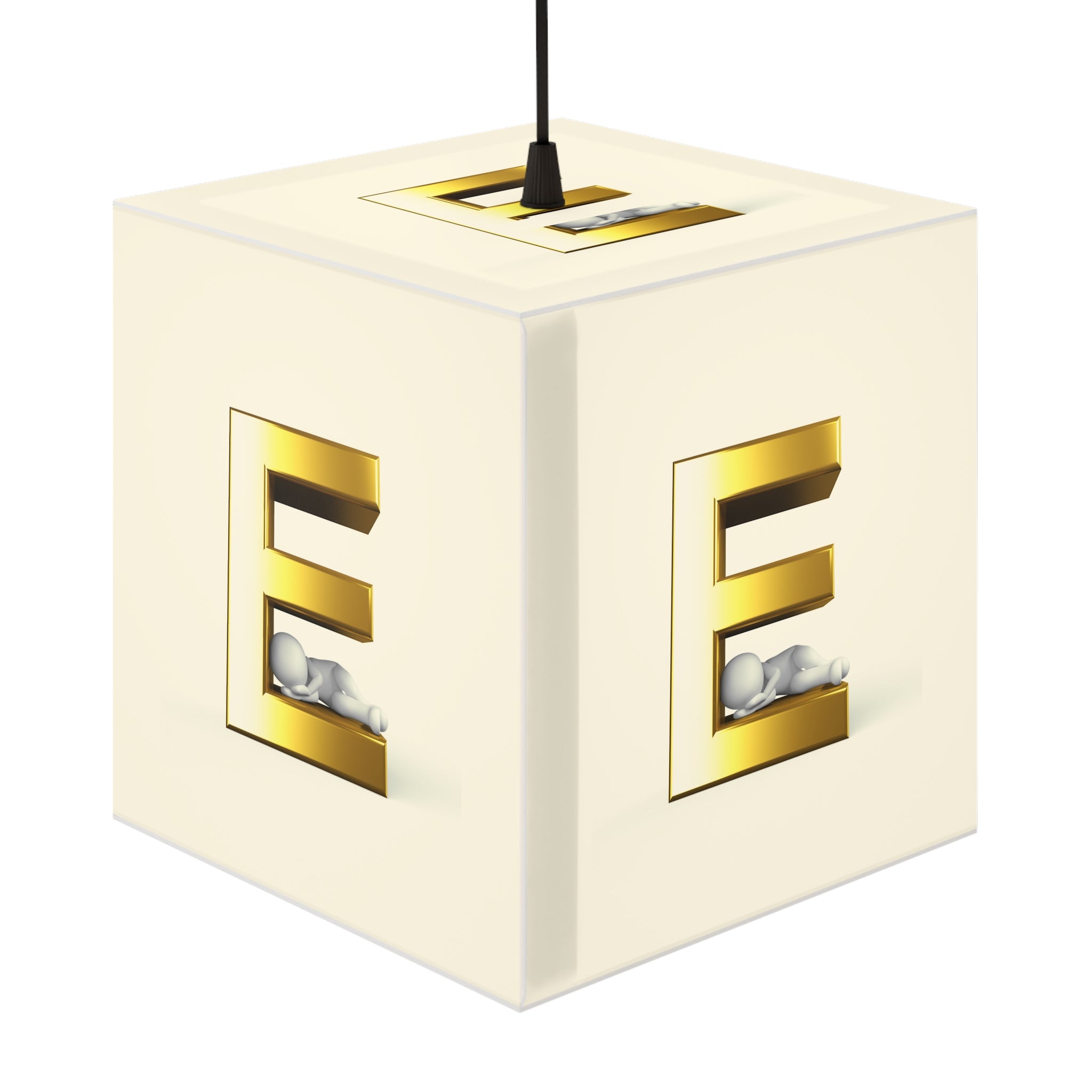 Gold Letter E Cube Lamp | Light Cube Lamp