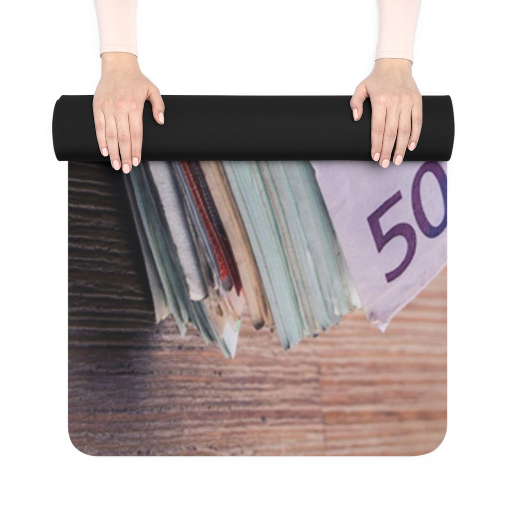 Rolled Euro Cash Print Rubber Yoga Mat