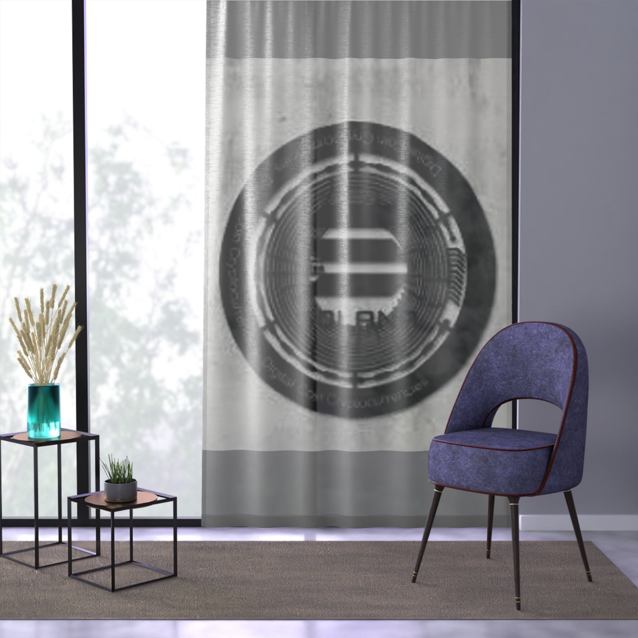 Solana Cryptocurrency Coin  Window Curtain | Minimal Graphic Curtain