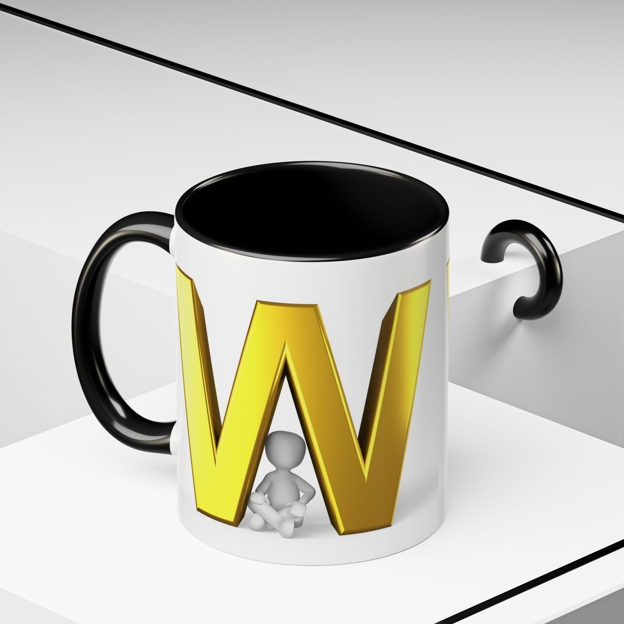 Gold Letter W Initial Mug | Accent Coffee Mug 11oz 15oz