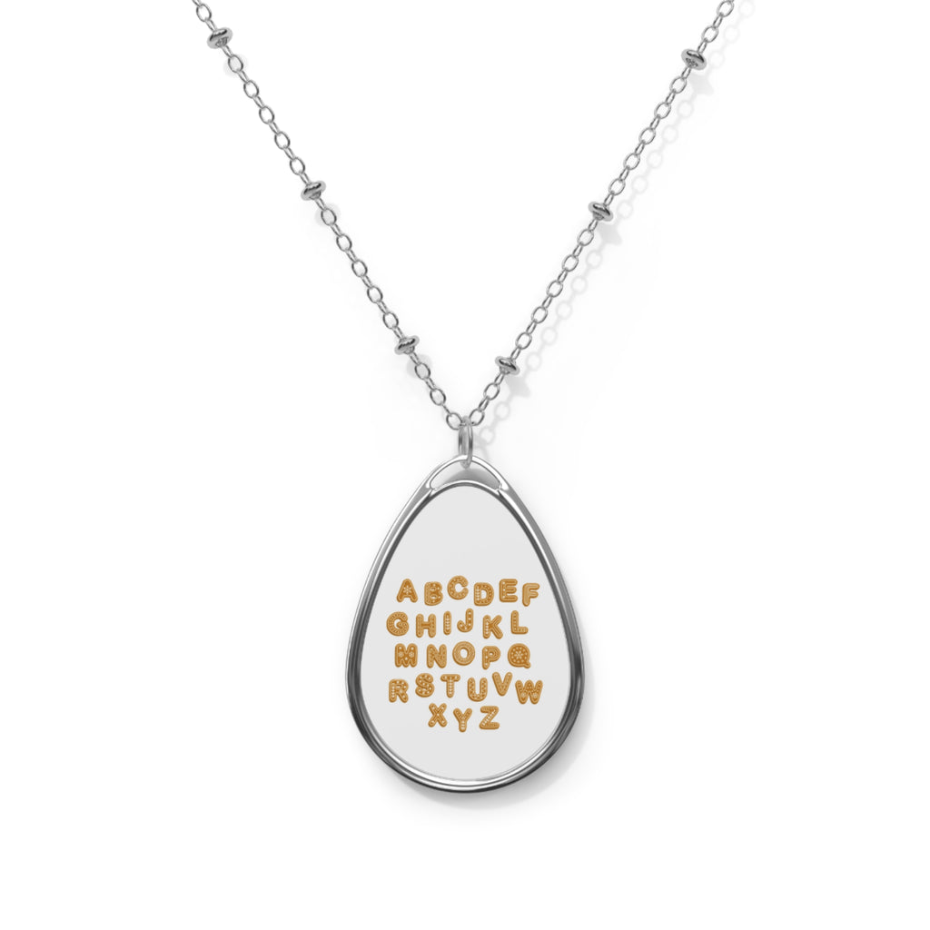 Alphabet Oval Necklace — Personalized Initials Teardrop Pendant