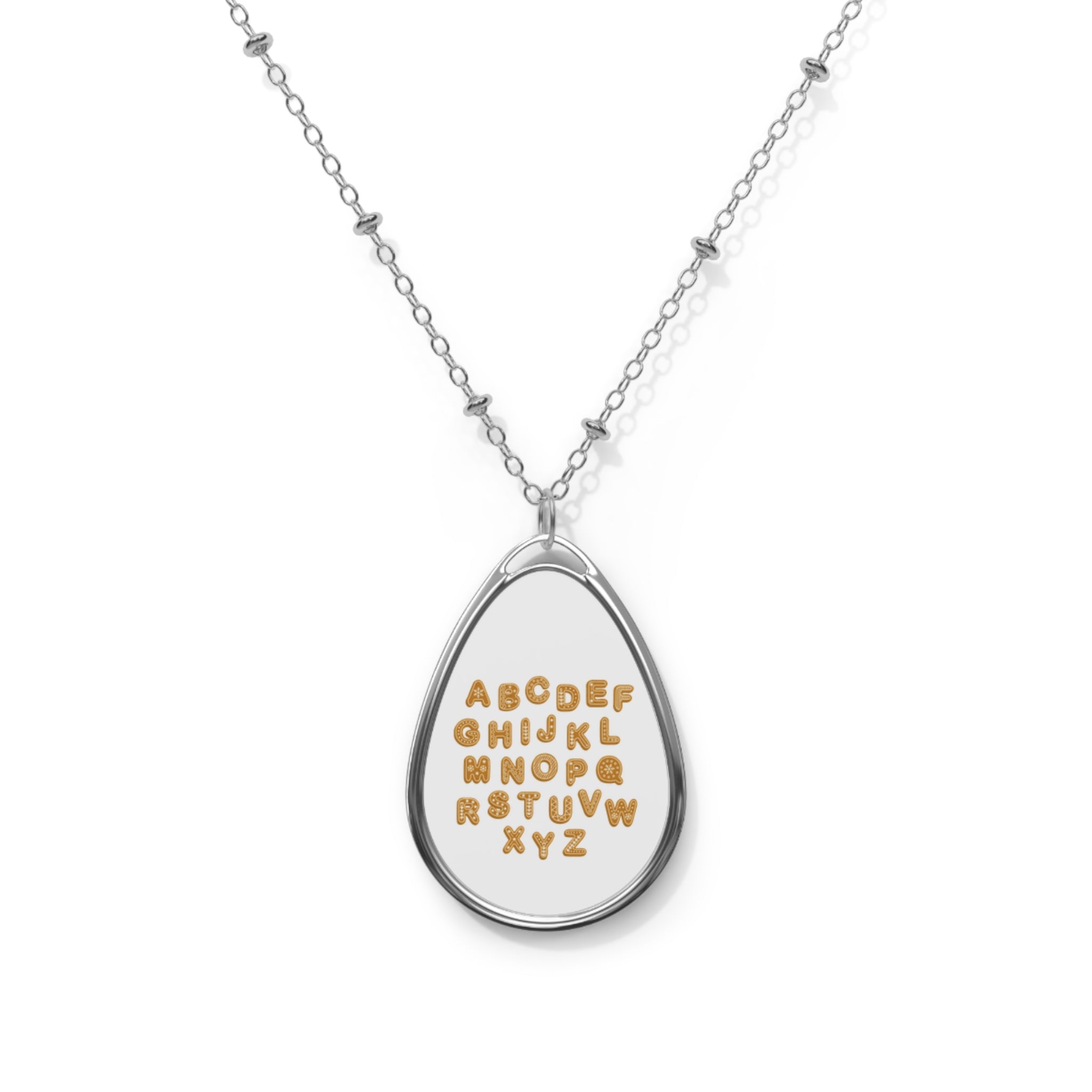 Alphabet Oval Necklace — Personalized Initials Teardrop Pendant
