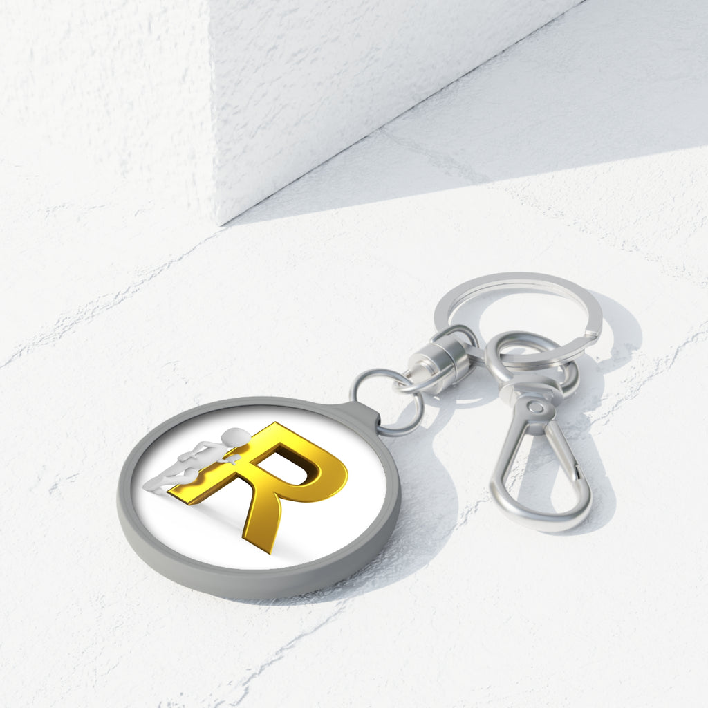Gold Letter R Monogram Keyring Tag | Personalized Initial Keychain
