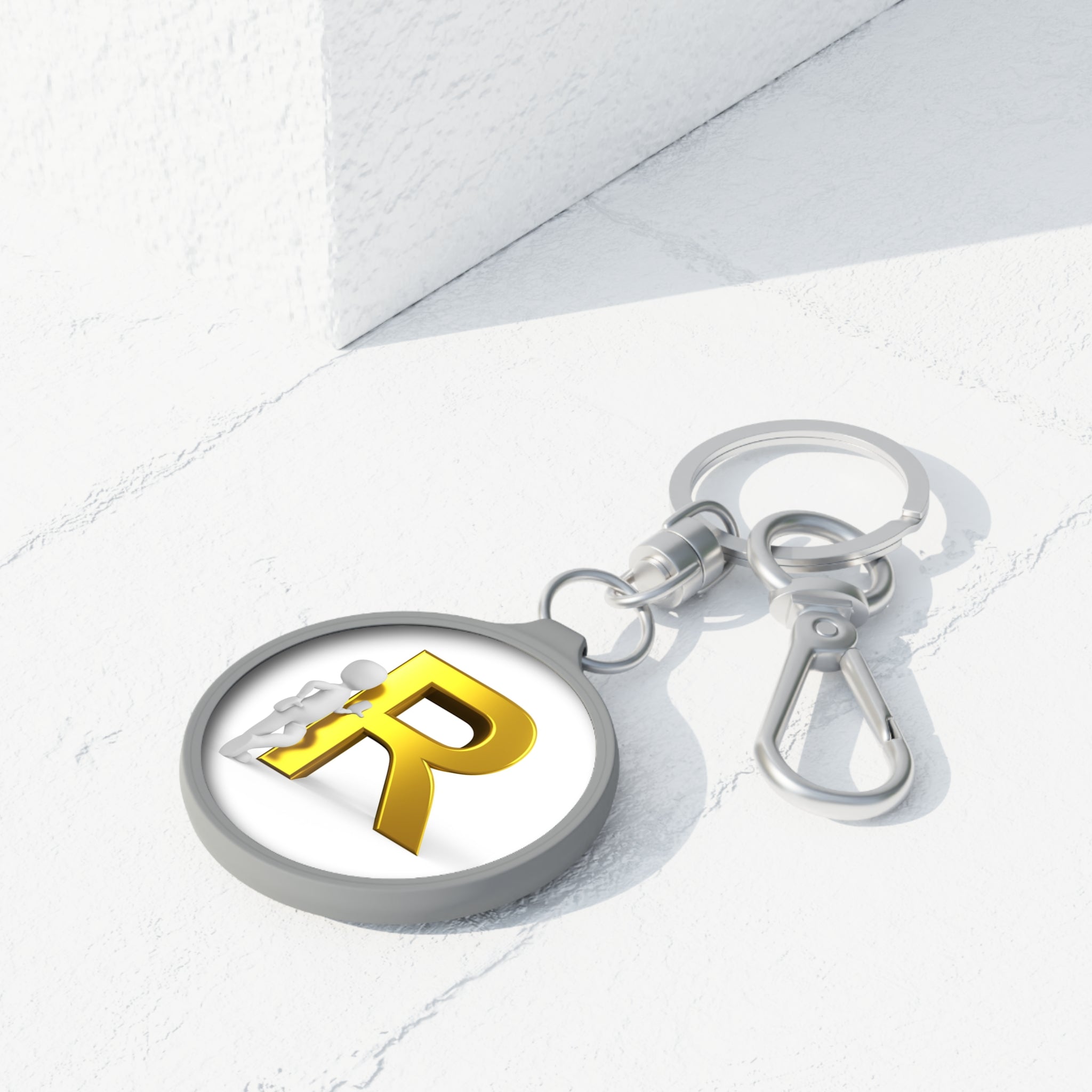 Gold Letter R Monogram Keyring Tag | Personalized Initial Keychain