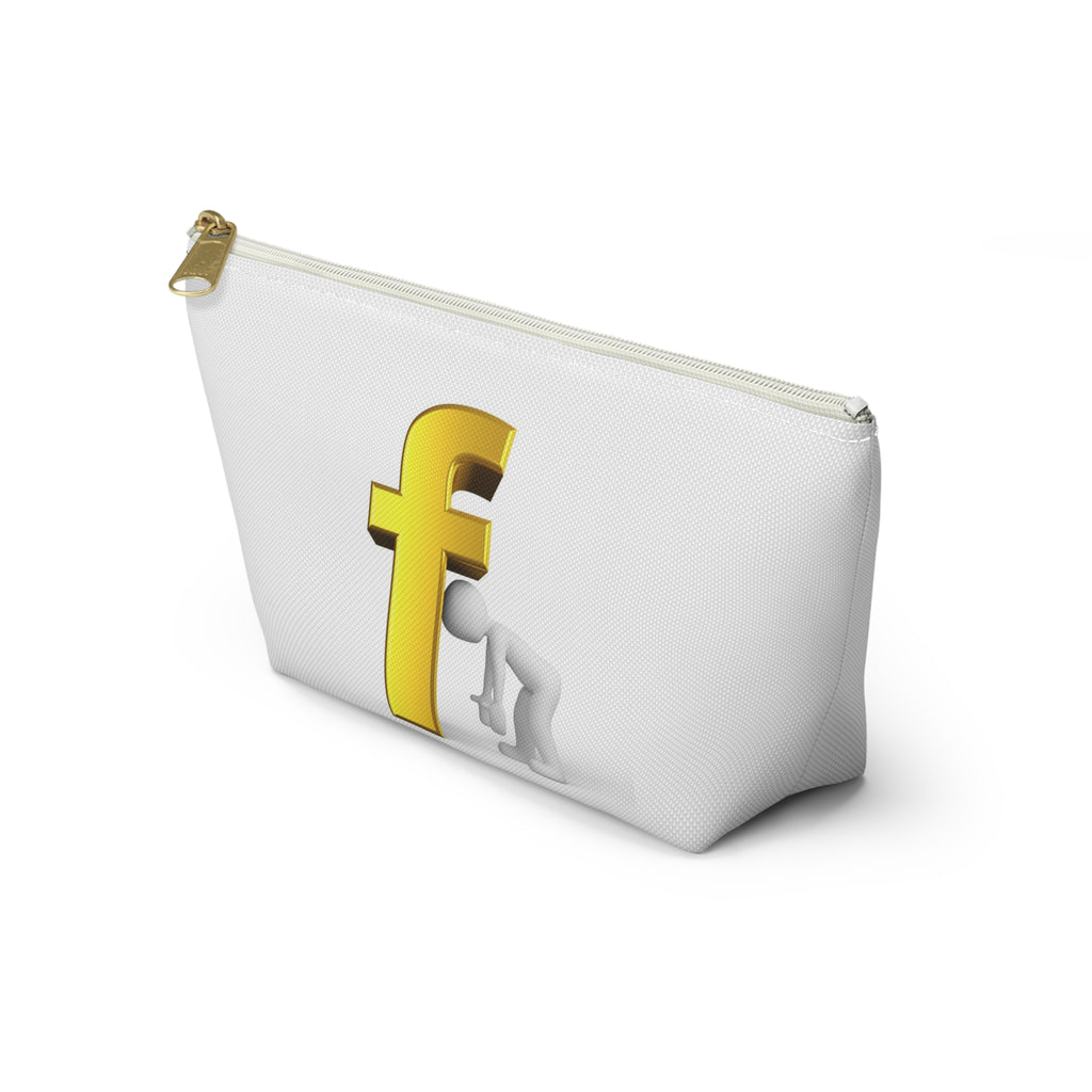 Gold Letter F with Figure Accessory Pouch | Monogram Cosmetic Bag