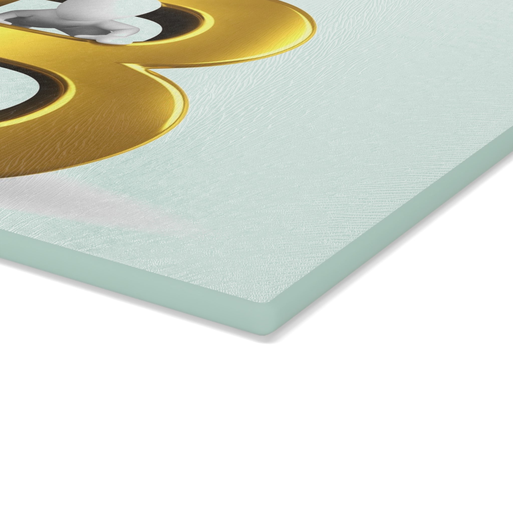 Gold Letter B with 3D Figure Glass Cutting Board | Alphabet Initial Kitchen Decor