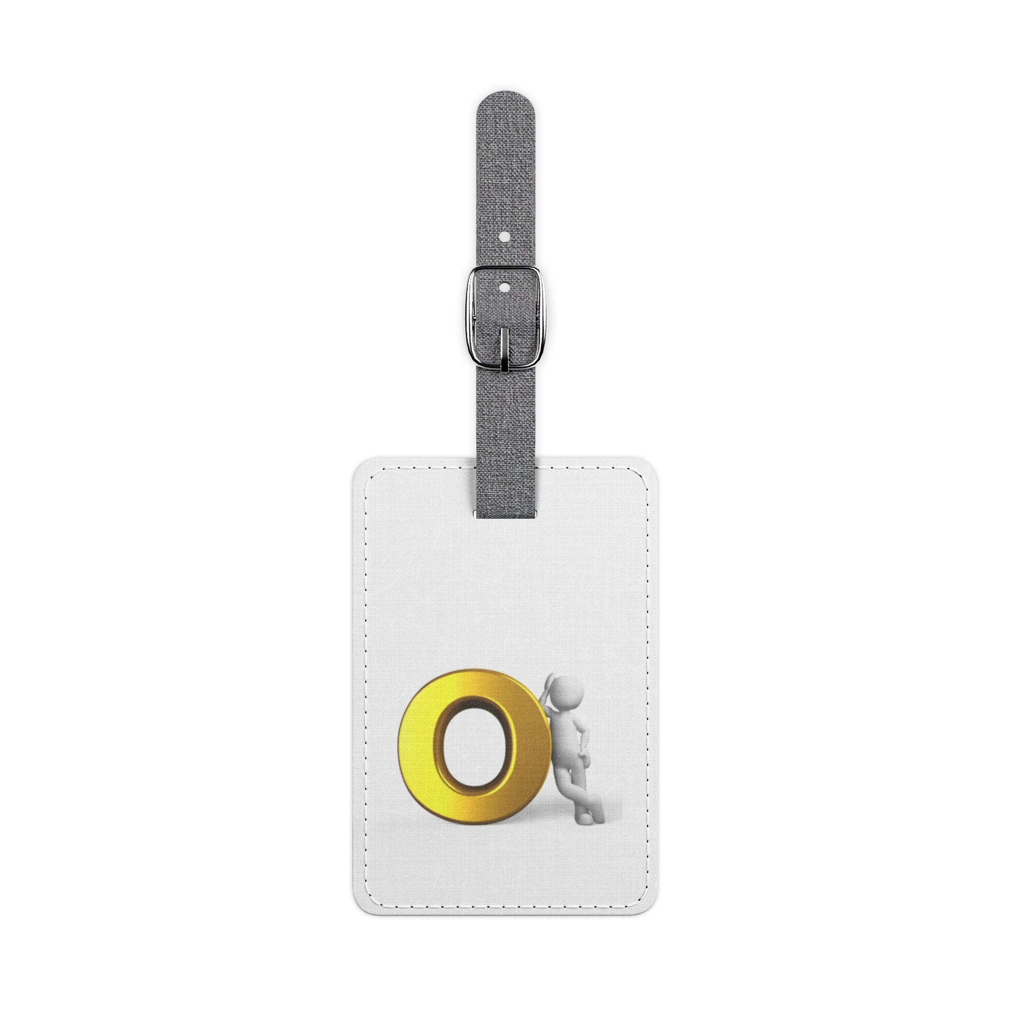 3D Figure Pushing Gold Letter O luggage tag | Saffiano Polyester
