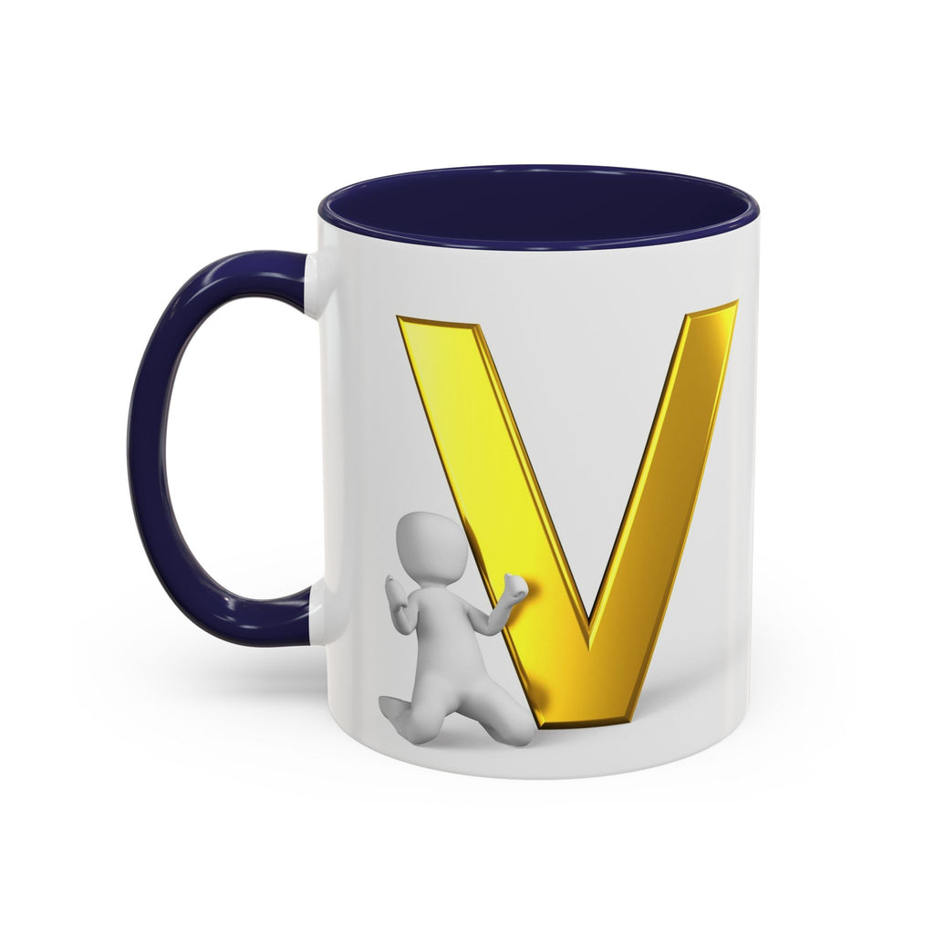 Gold Letter V Mug | Accent Coffee Mug 11oz 15oz