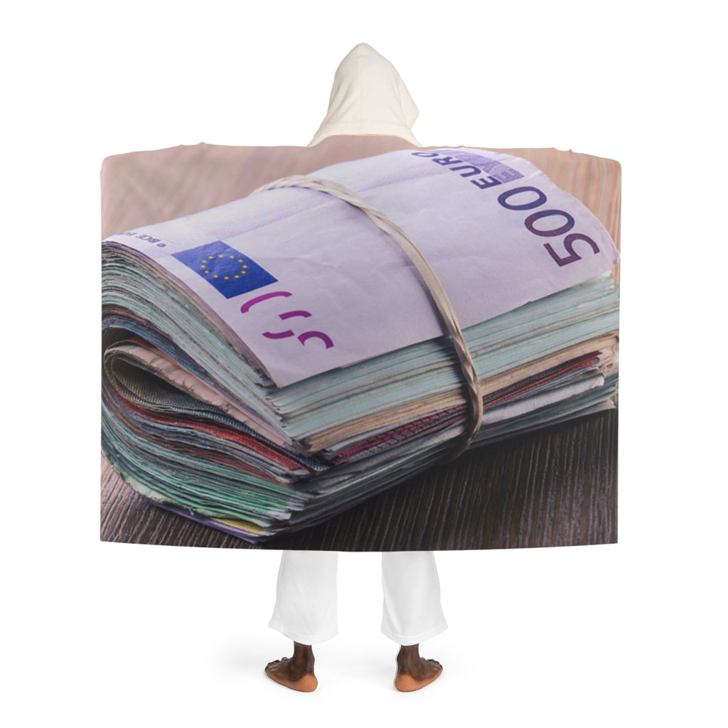500 Euro Banknote Hooded Blanket | Money Print Sherpa Fleece