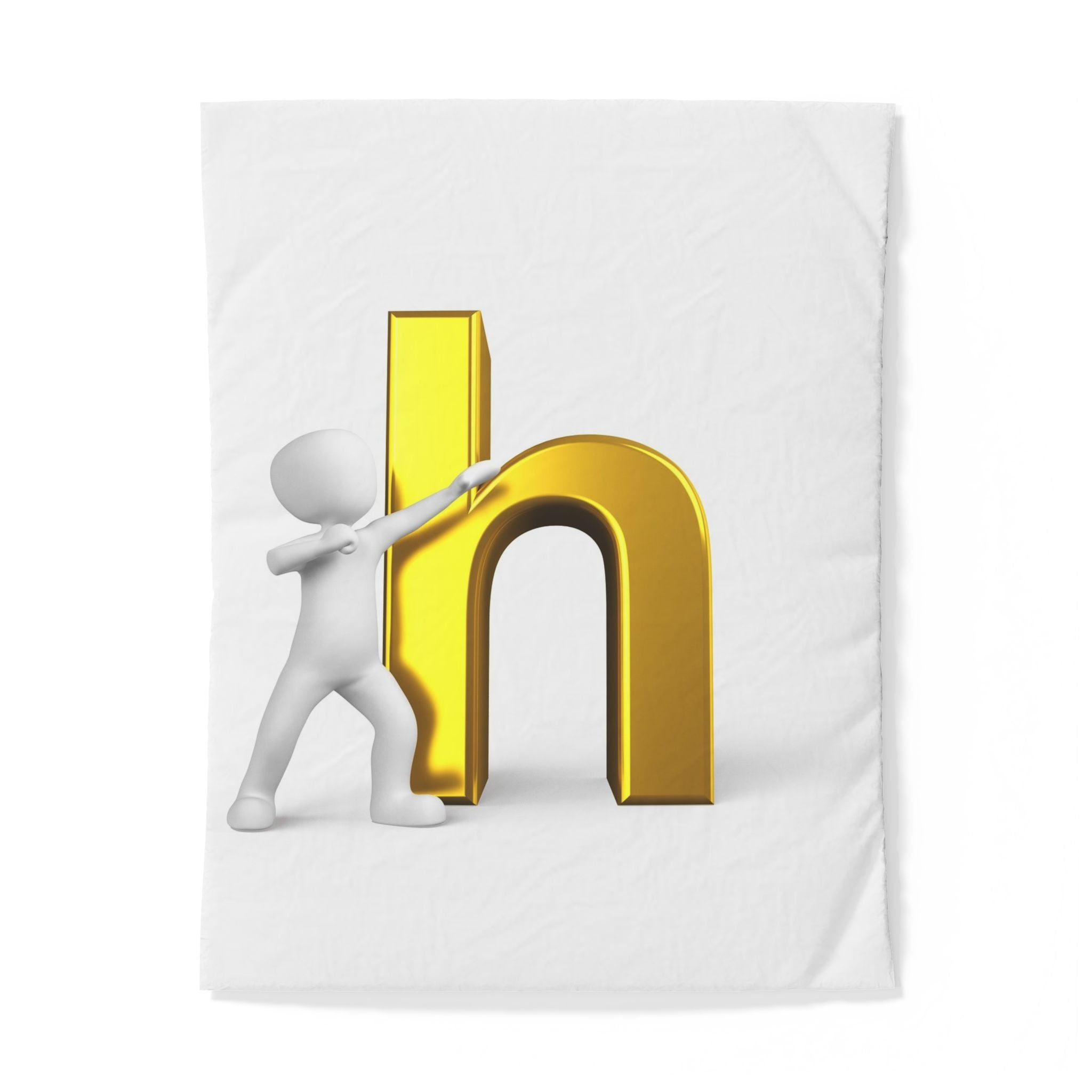 Gold Letter H Illustration Cotton Duvet Cover | 3D Figure Pushing H