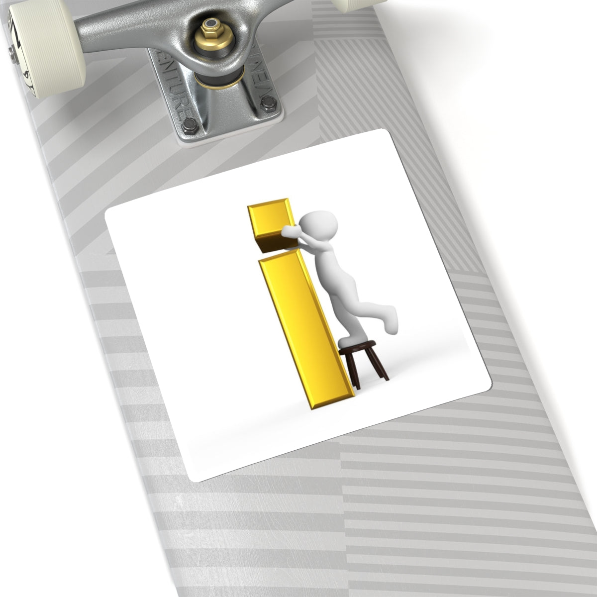 3D Stick Figure Holding Gold Letter i Sticker | Kiss-Cut Sticker