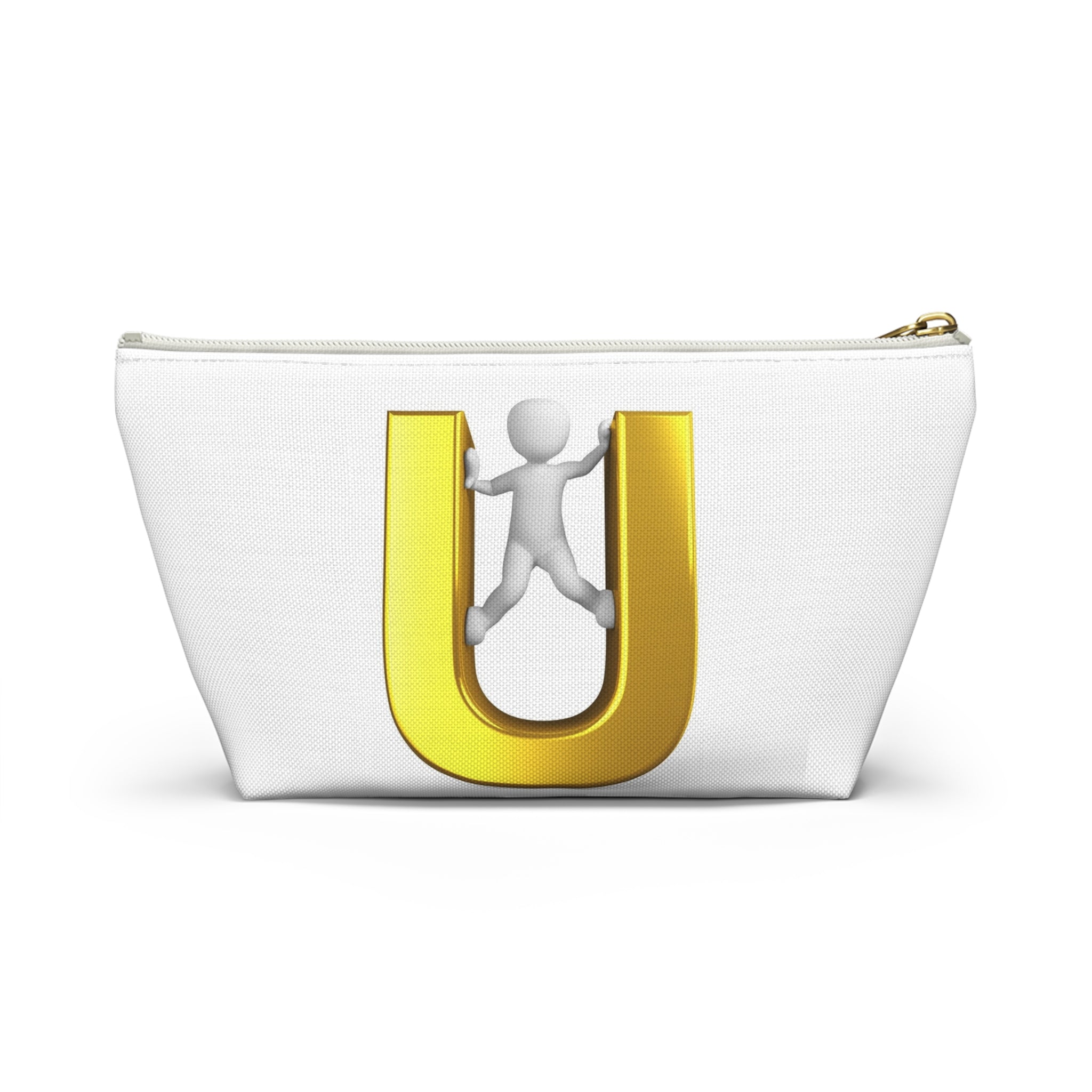 Gold Letter U with Climber Accessory Pouch | T-Bottom Zip Pouch