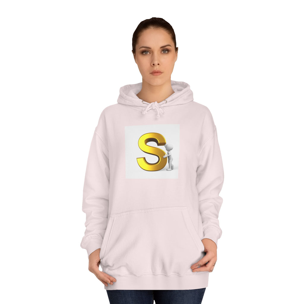 Gold Letter S with Character Hoodie | Initial Monogram Sweatshirt