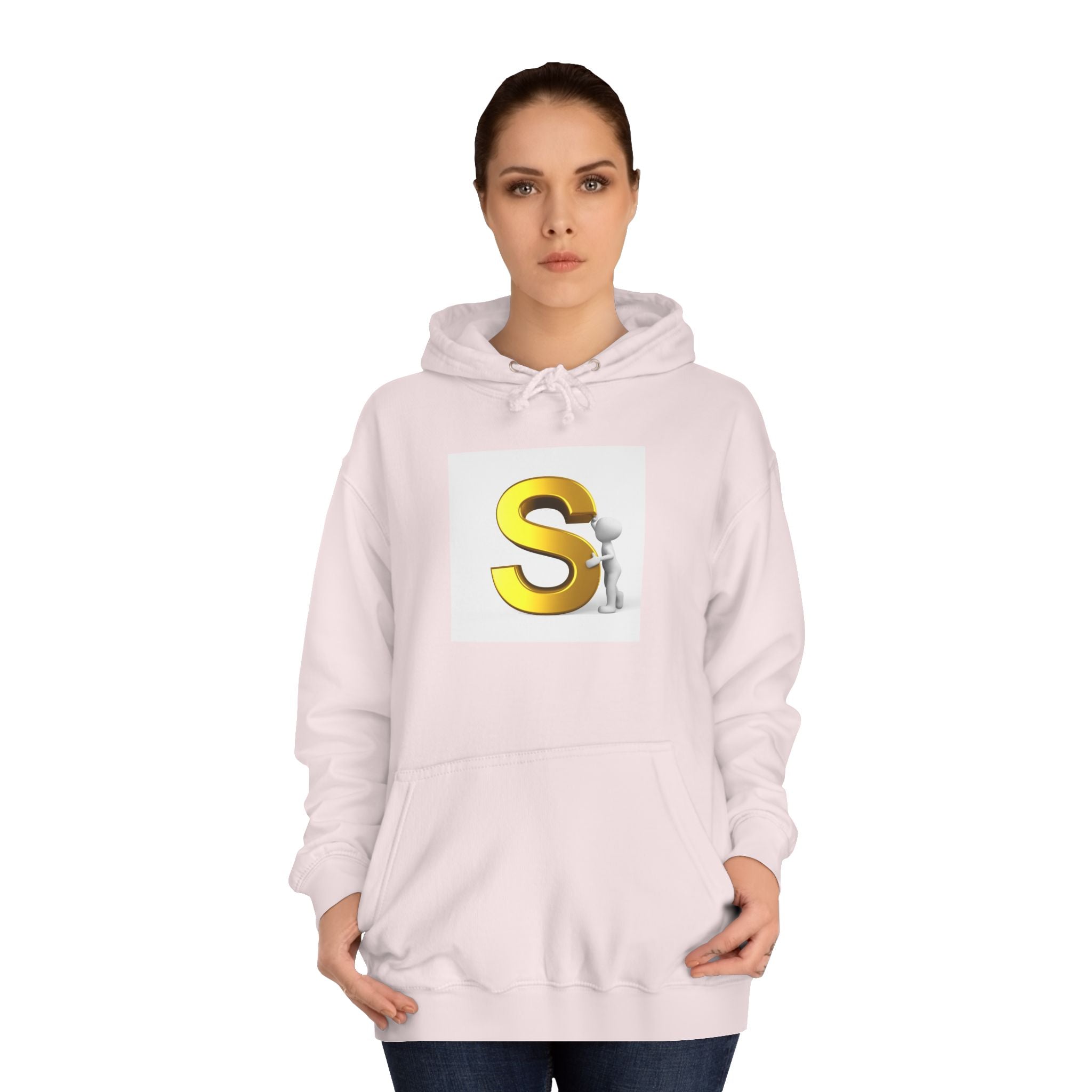 Gold Letter S with Character Hoodie | Initial Monogram Sweatshirt