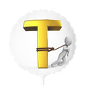 Gold Letter T with Figure Balloon | 11" Round/Heart Balloon