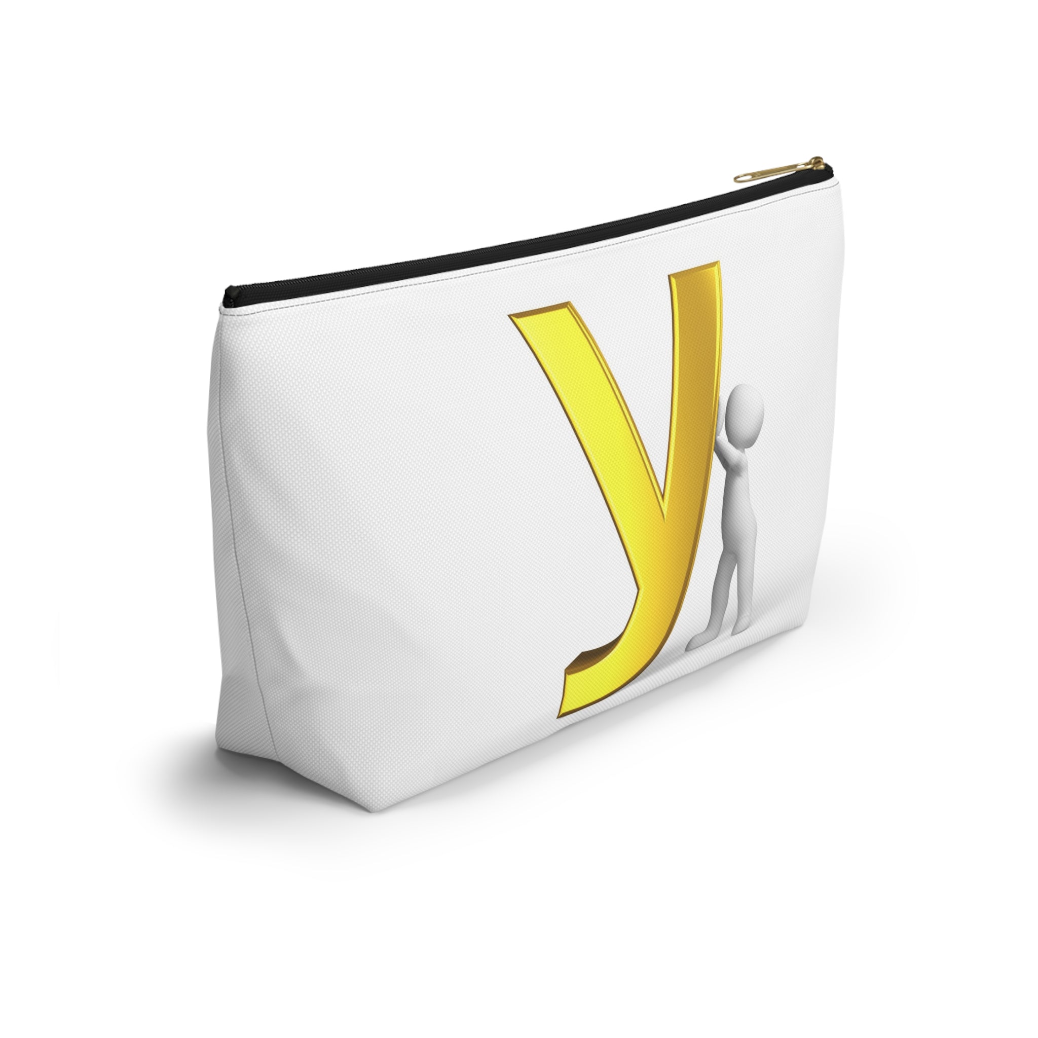 Gold Letter Y with 3D Figure Accessory Pouch