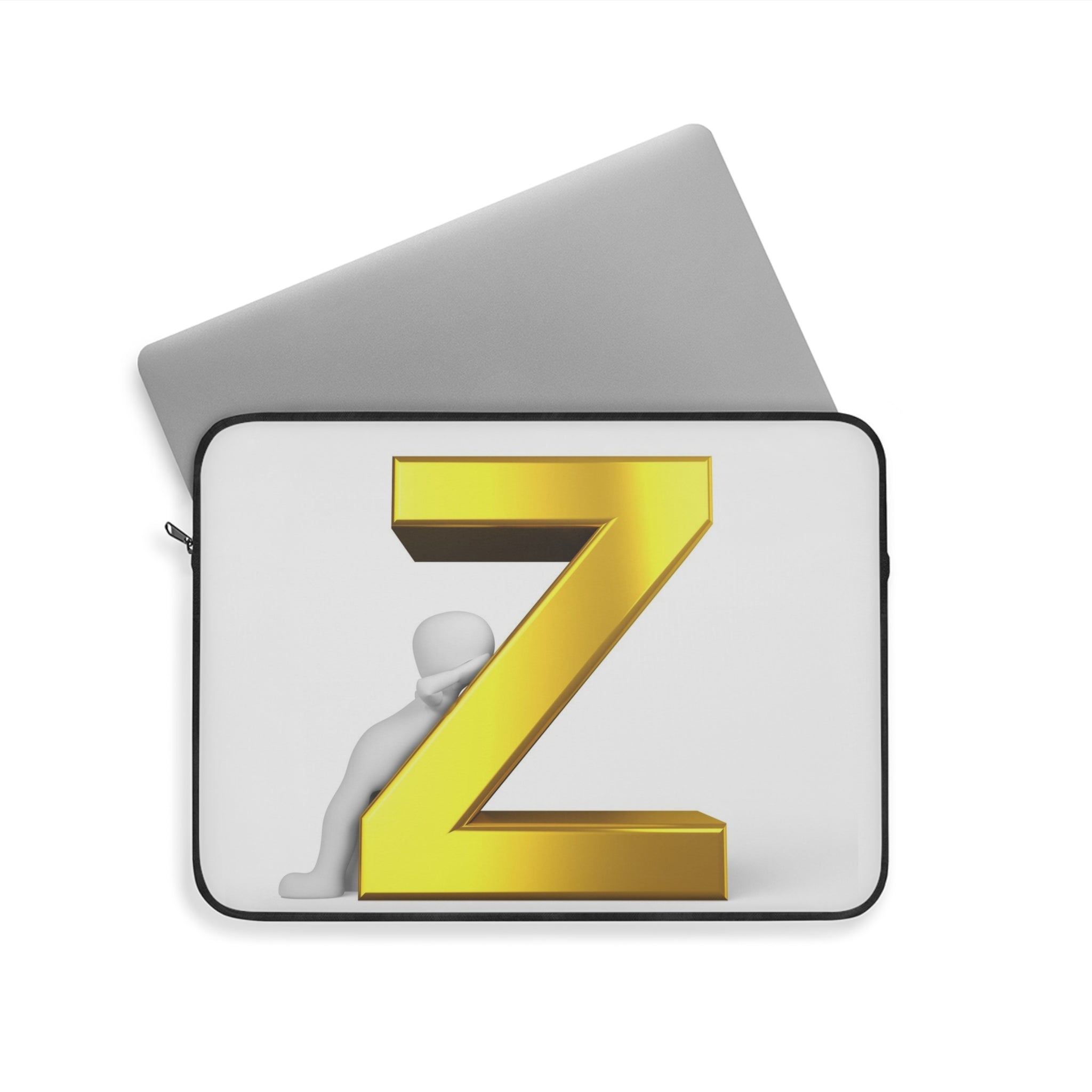 Gold 3D Letter Z Laptop Sleeve | Monogram Initial Z
