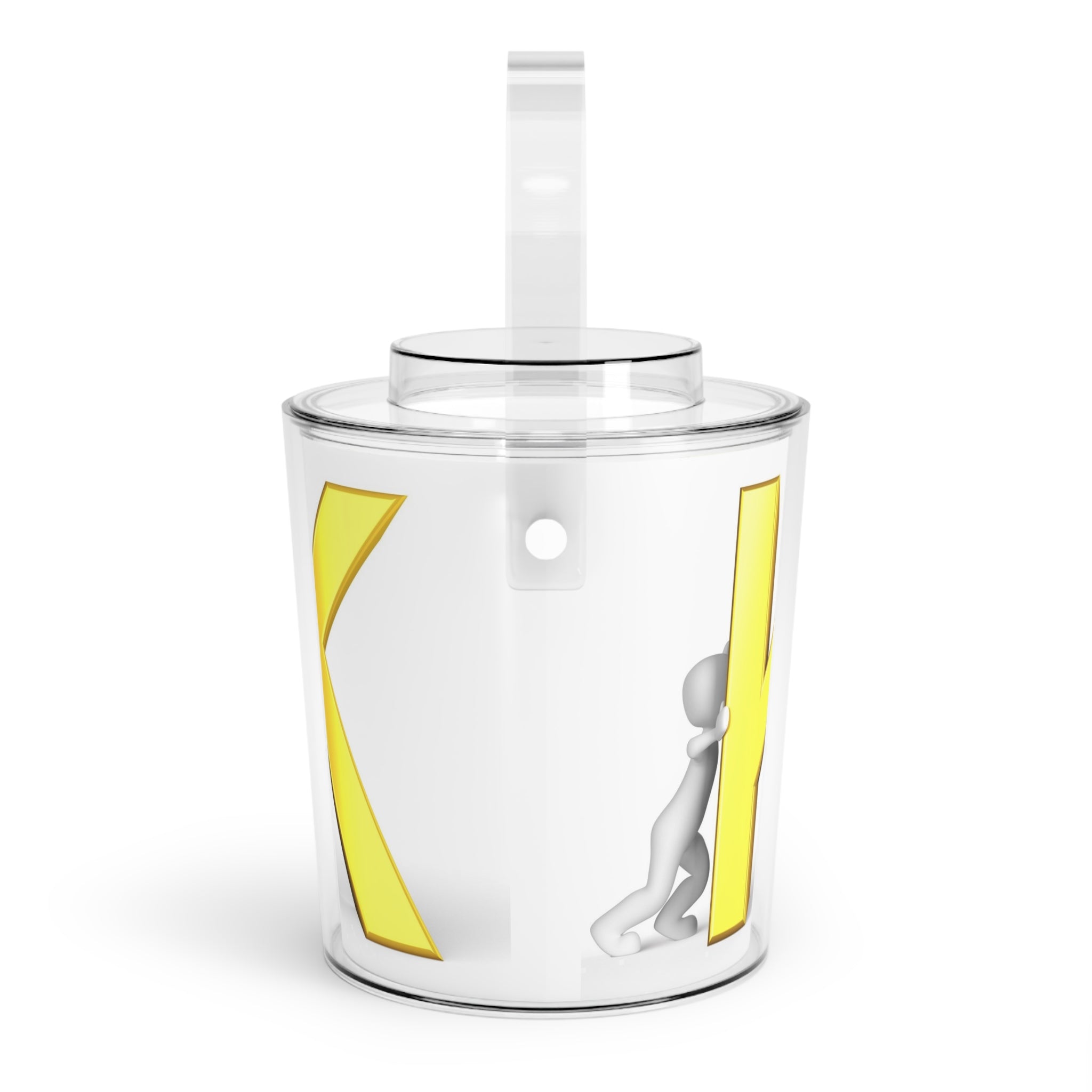 Gold Letter K Monogram Ice Bucket with Tongs | Personalized Initial Drink Cooler