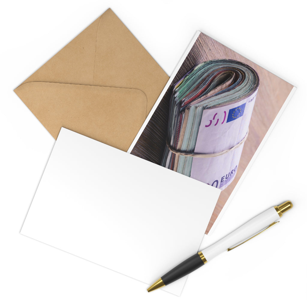 Rolled 500 Euro Stack Postcards