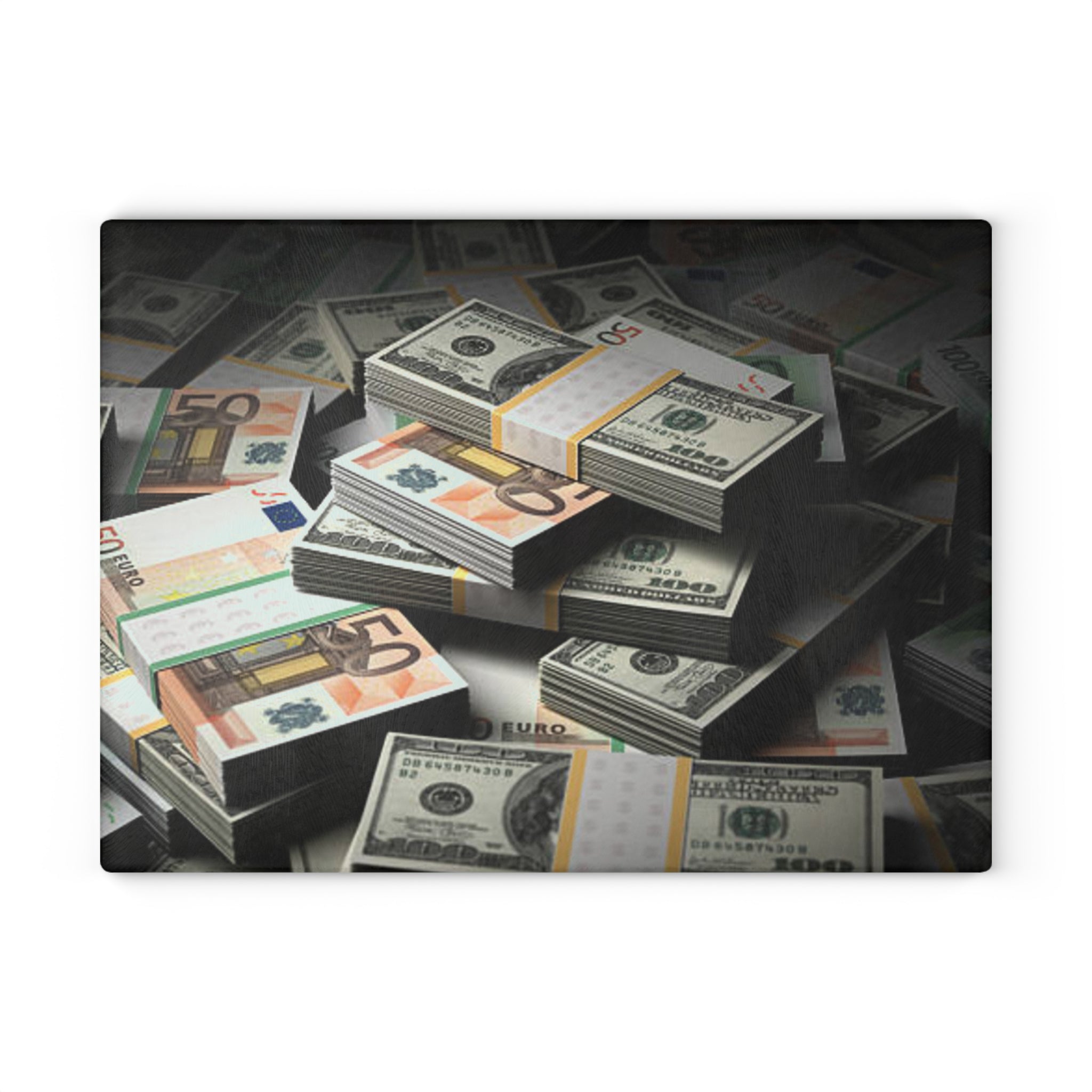 Stacks of Cash Glass Cutting Board | Money Print Kitchen Decor
