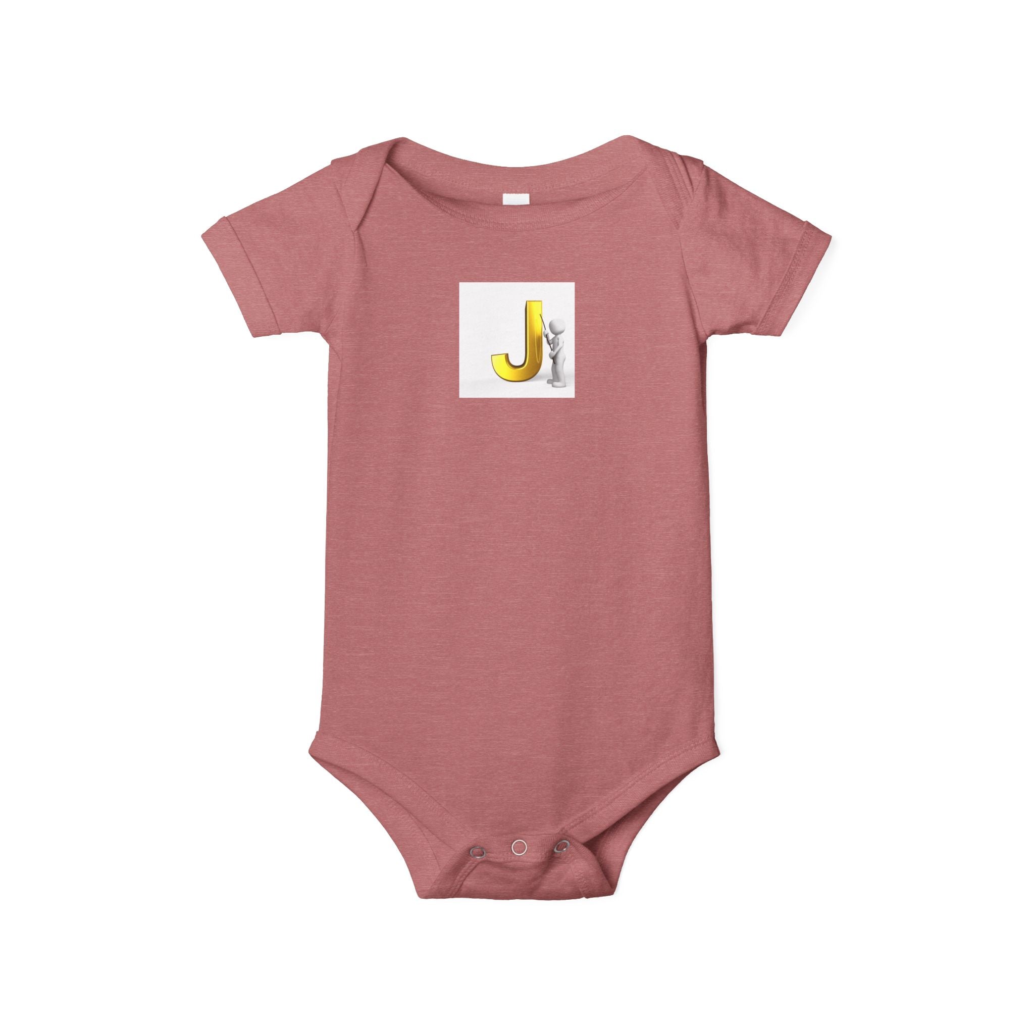 Lettre jaune J avec grenouillère bébé paresseux | Body bébé