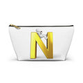 Gold Letter N with Climbing Figure Accessory Pouch | Monogram Makeup Bag