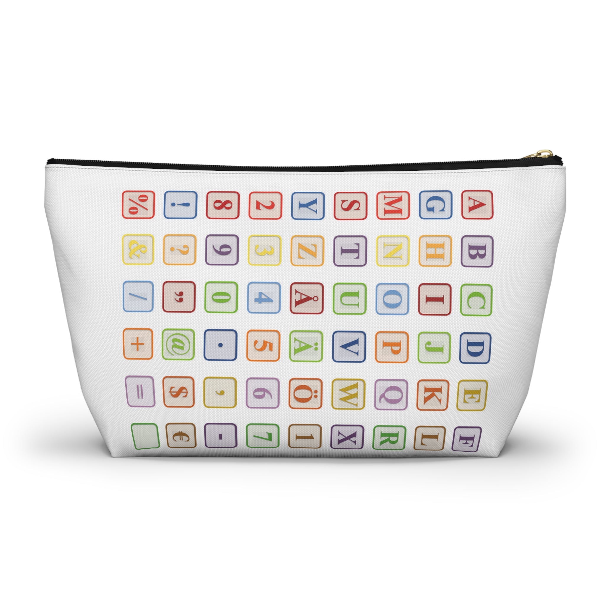 Alphabet Blocks Pattern Accessory Pouch | Letter Tile Makeup Bag