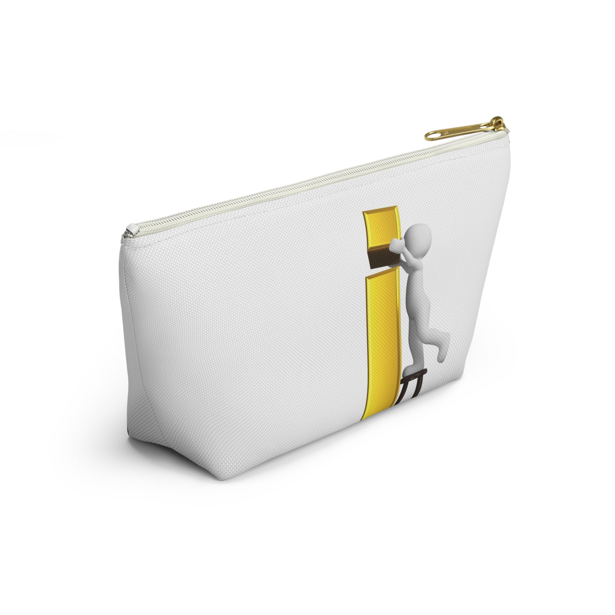 3D Stick Figure Building Gold Letter i Accessory Pouch | T-Bottom Zipper Pouch