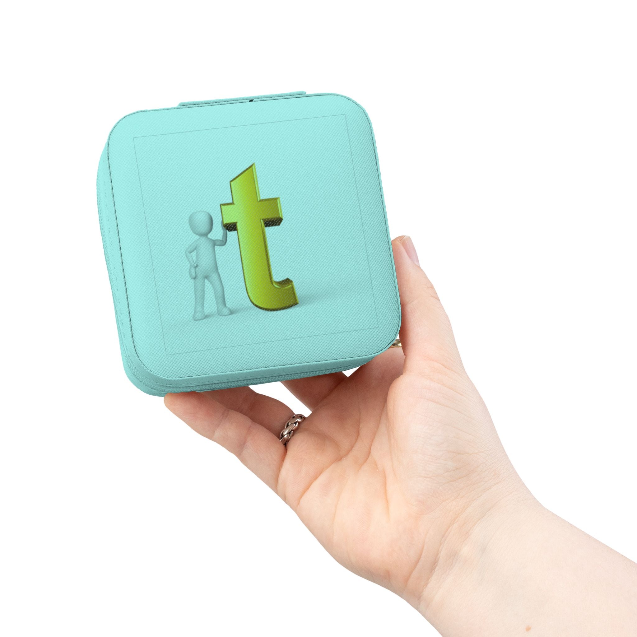 Minimalist Gold Letter T Jewelry Travel Case | Compact Portable Organizer