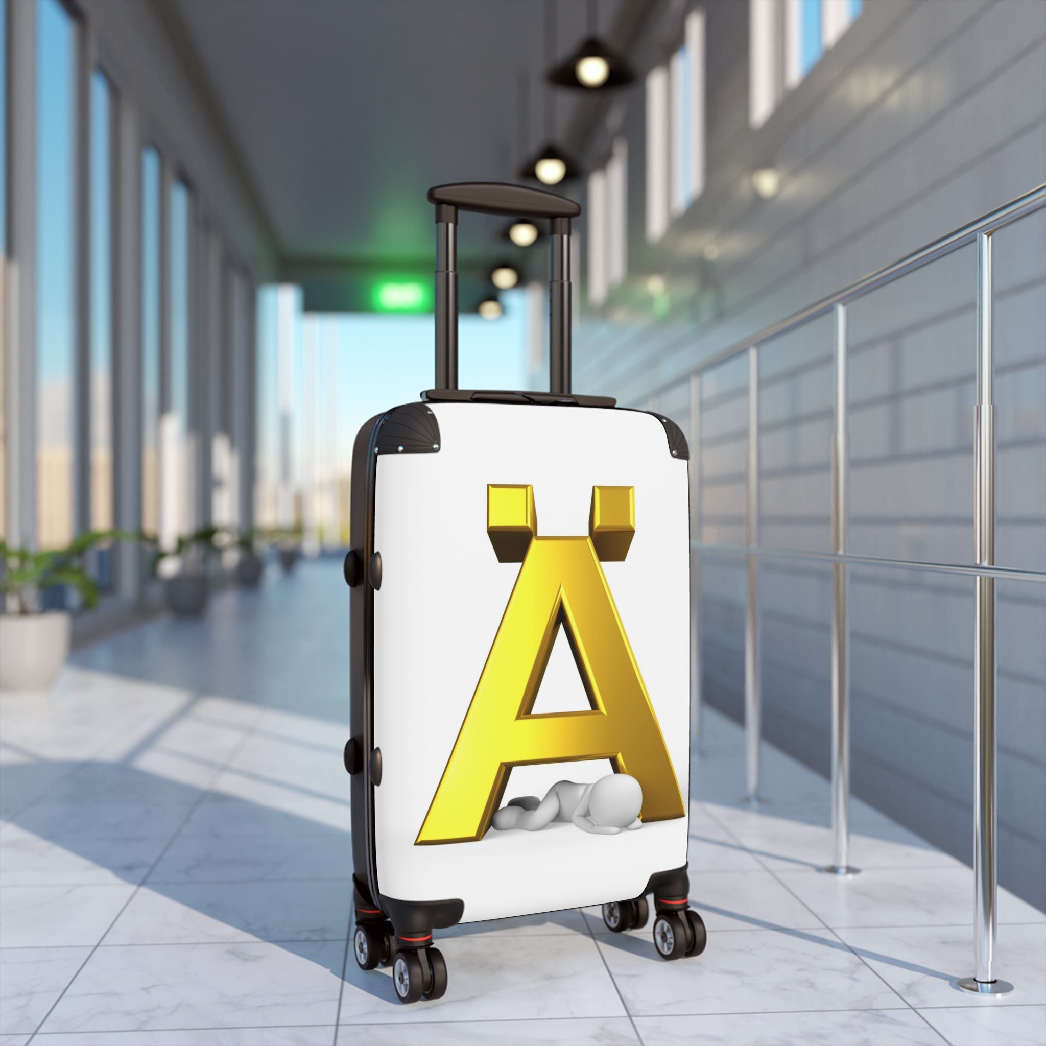 Gold Letter Ä Monogram Suitcase | Personalized Initial Luggage