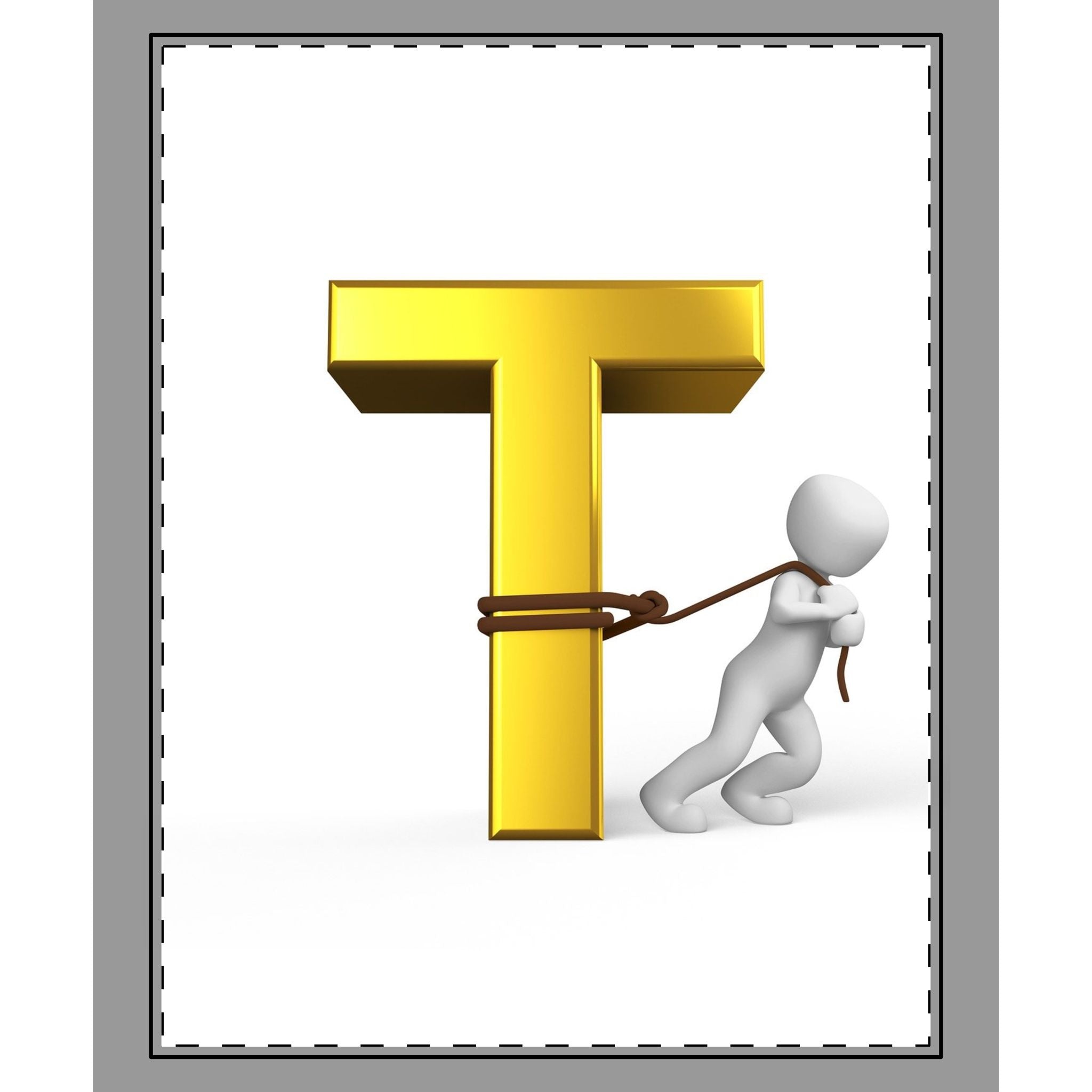 Letter T Tugging Stick Figure Woven-Style Coverlet