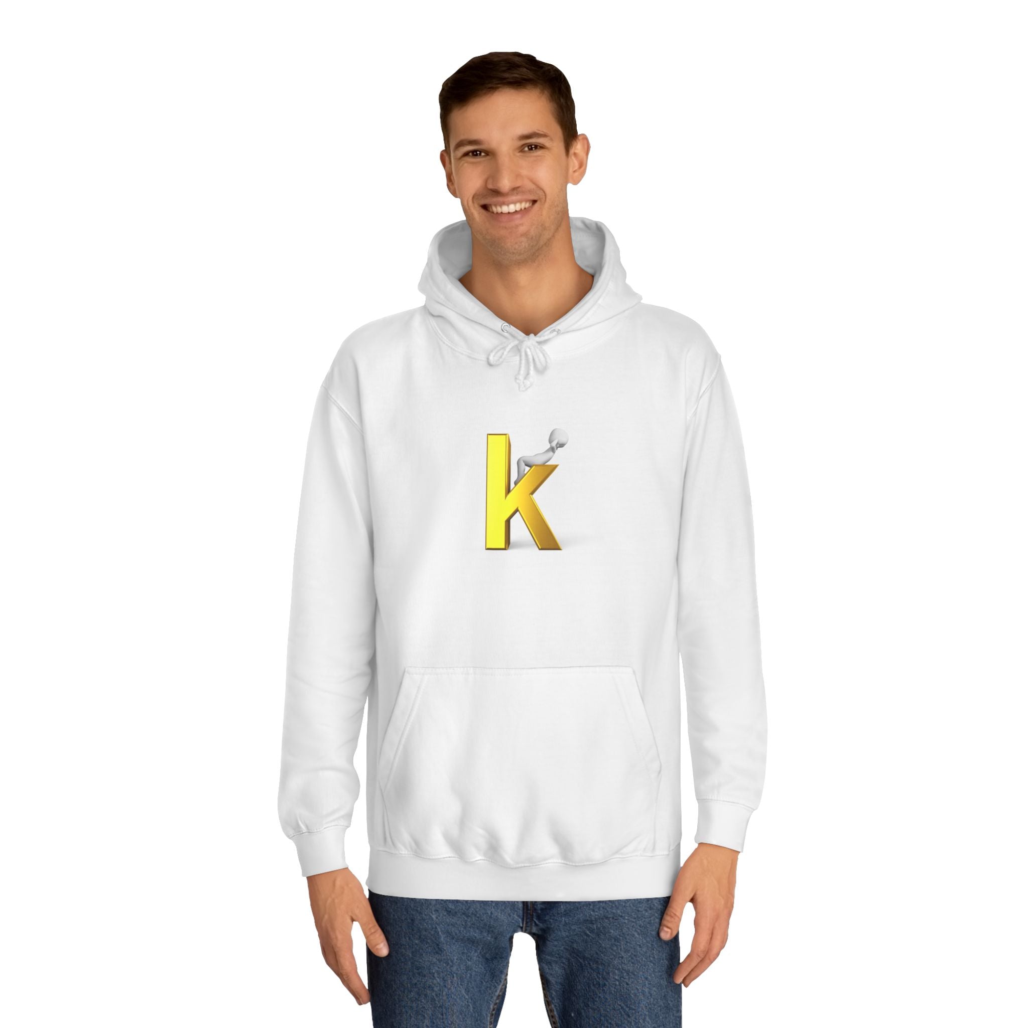 Gold 3D Letter K Hoodie | Monogram Initial K Sweatshirt