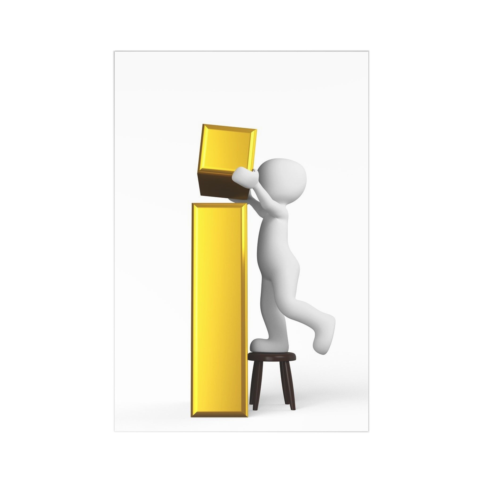 3D Person Gold Letter i Postcards | 7 Pack