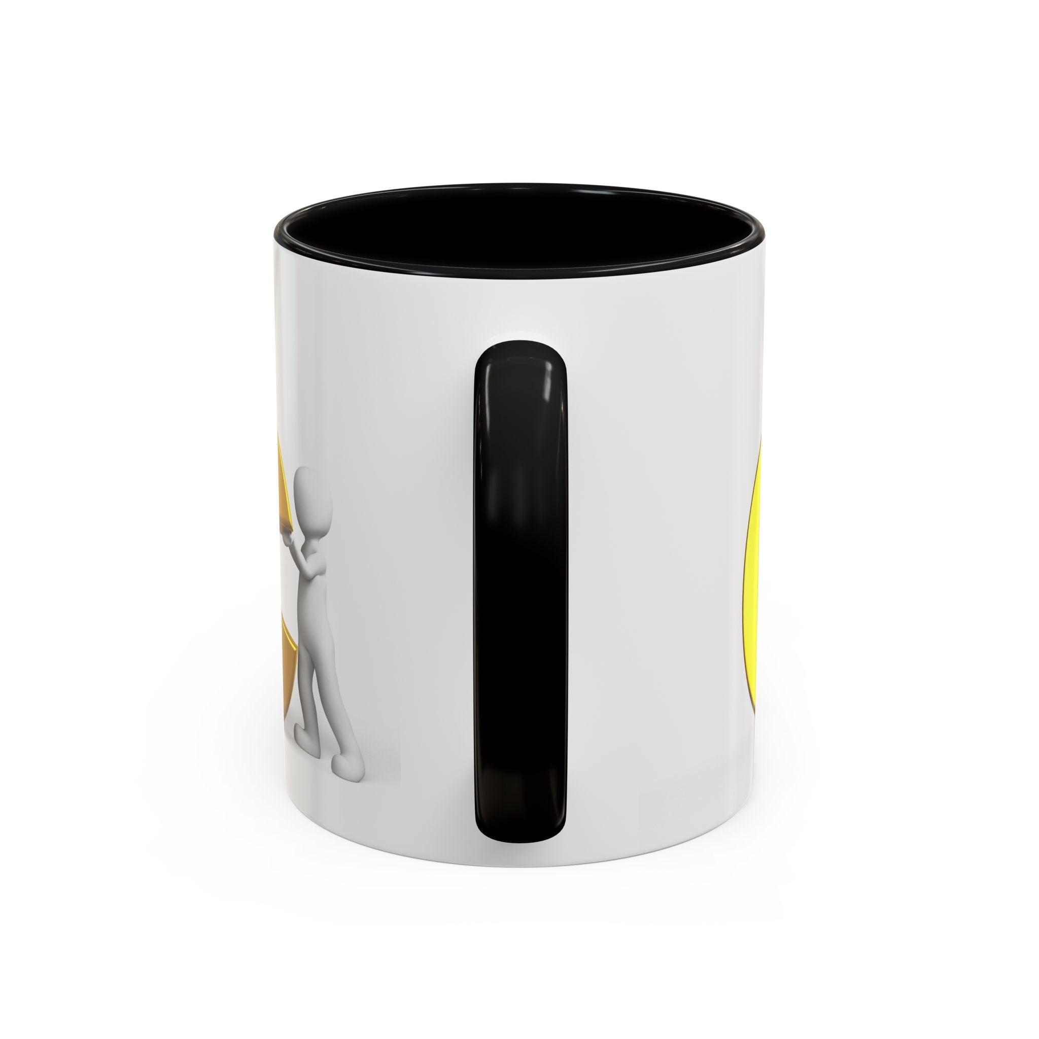 3D Stick Figure Holding Gold Letter C Accent Coffee Mug | Initial Monogram Mug