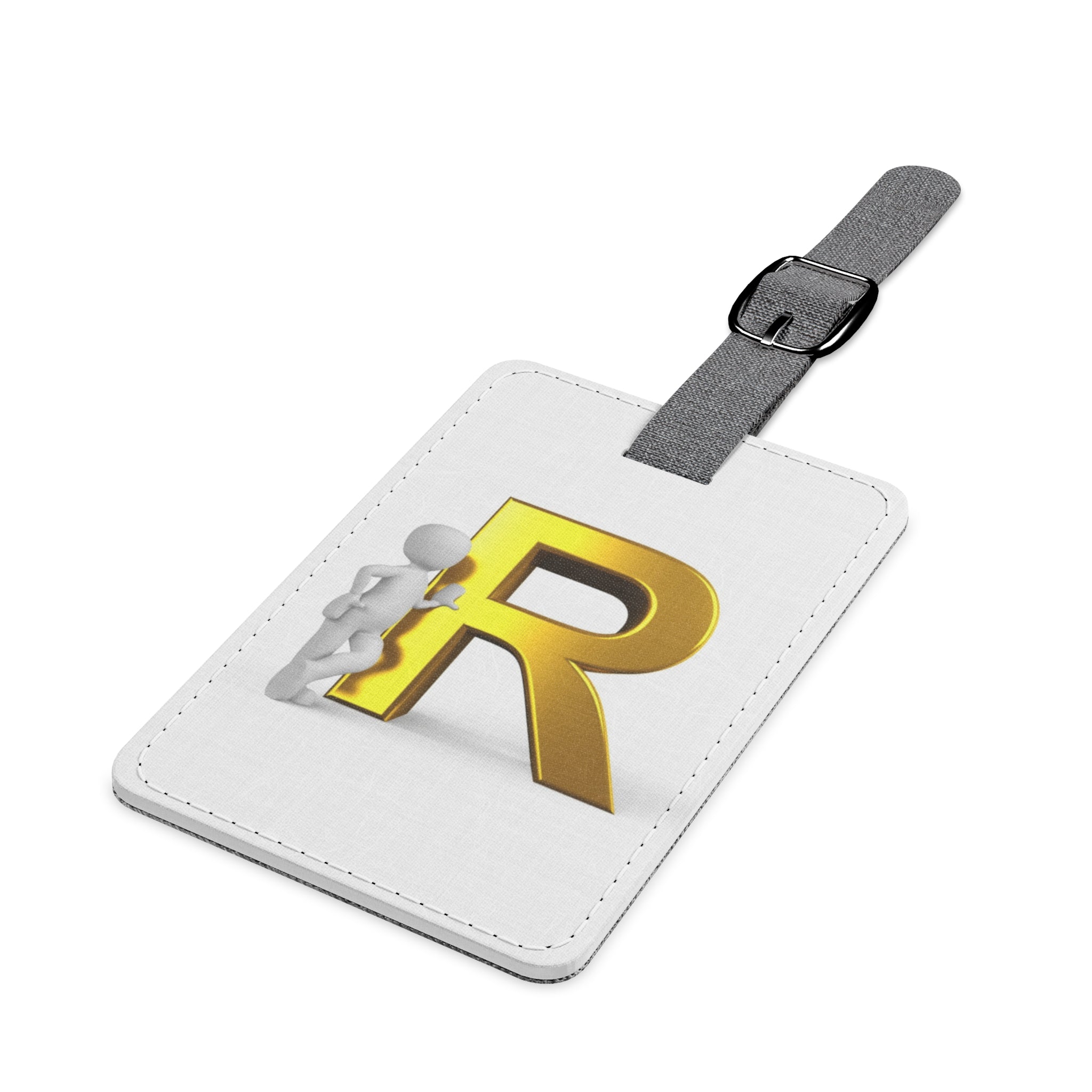 Gold Letter R Monogram Luggage Tag | Rectangle Saffiano Polyester