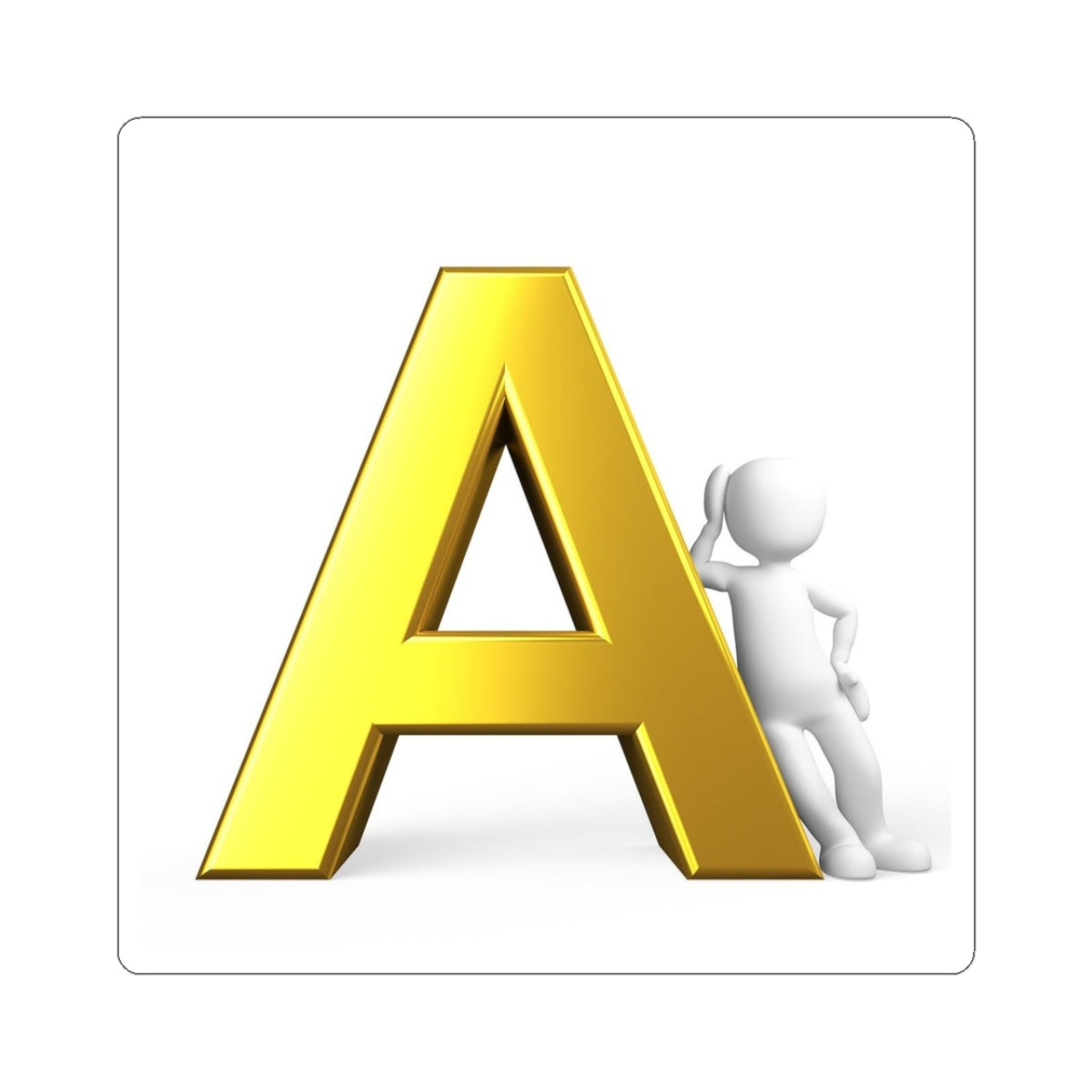 Autocollant Lettre A Or avec Figure 3D