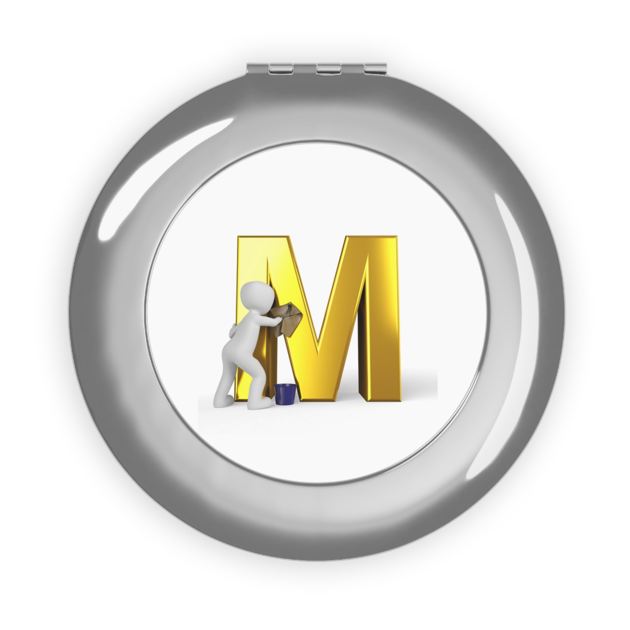Gold Letter M monogram compact travel mirror | initial makeup mirror