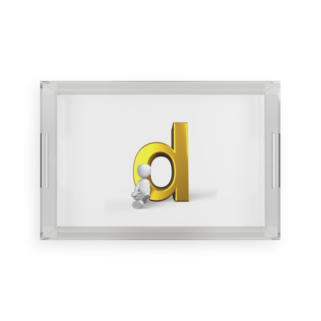 Gold Letter D Illustration Acrylic Serving Tray | Monogram Decor