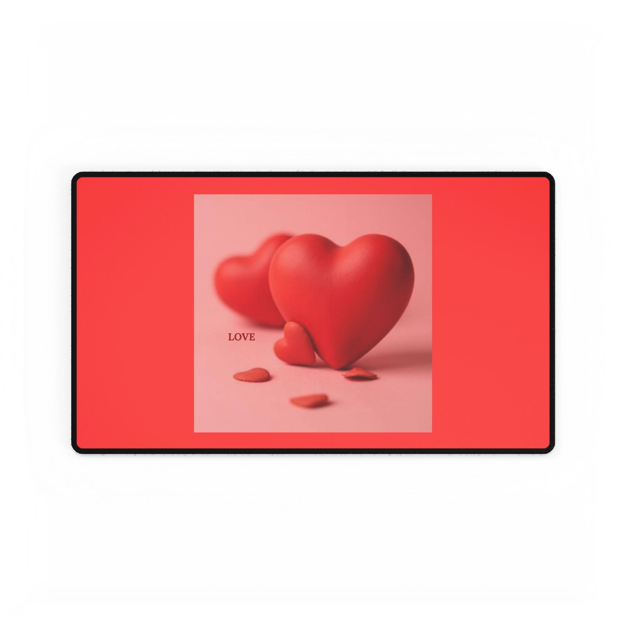 Rote 3D-Herzen Schreibtischunterlage | Valentinsliebe Mauspad