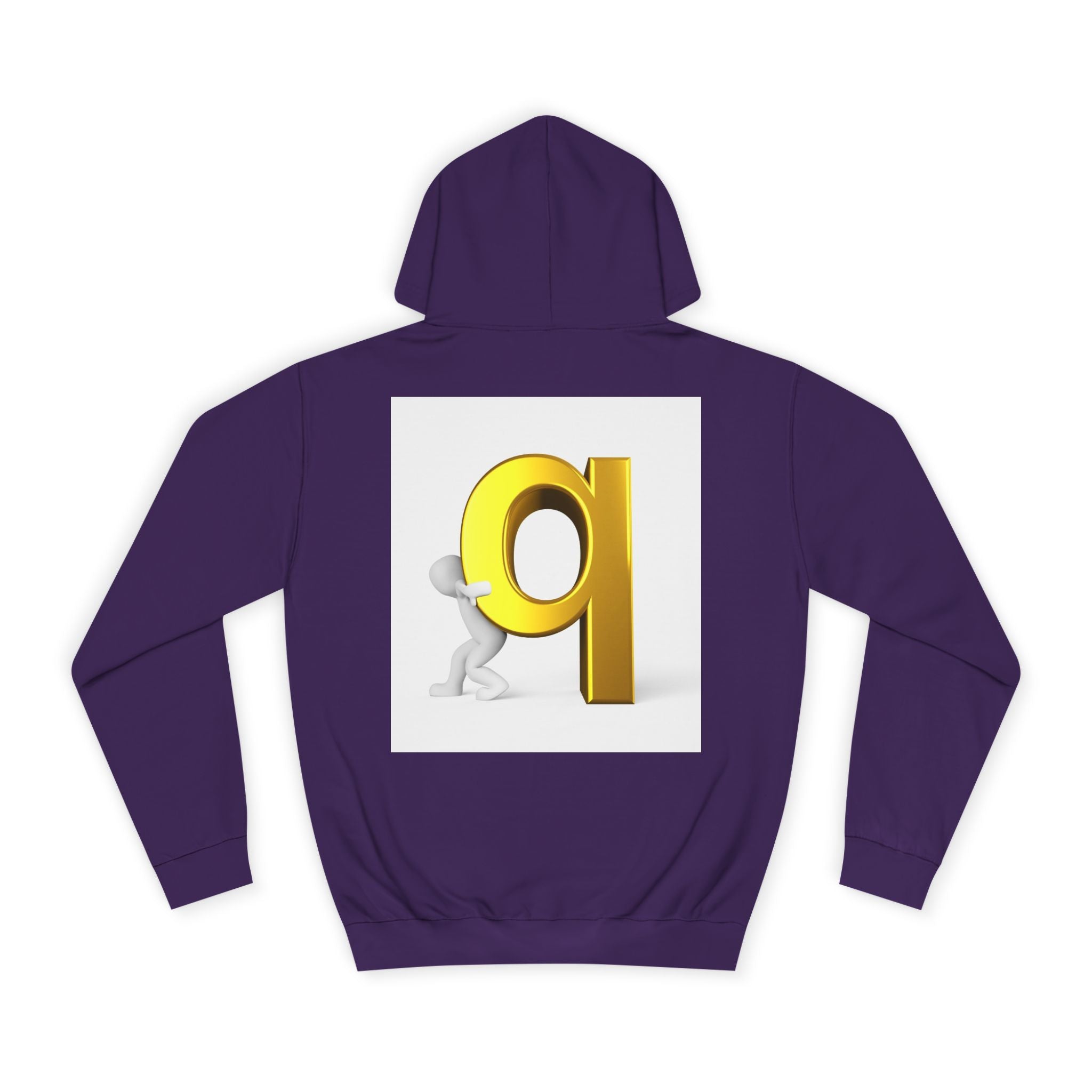 Gold Letter Q Hoodie | 3D Figure Pushing Q Graphic