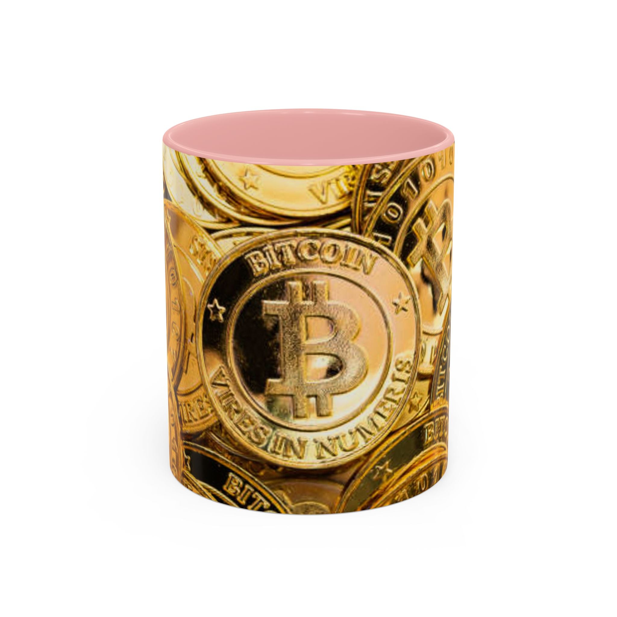 Bitcoin Coin Pattern Accent Coffee Mug | Cryptocurrency Coffee Mug