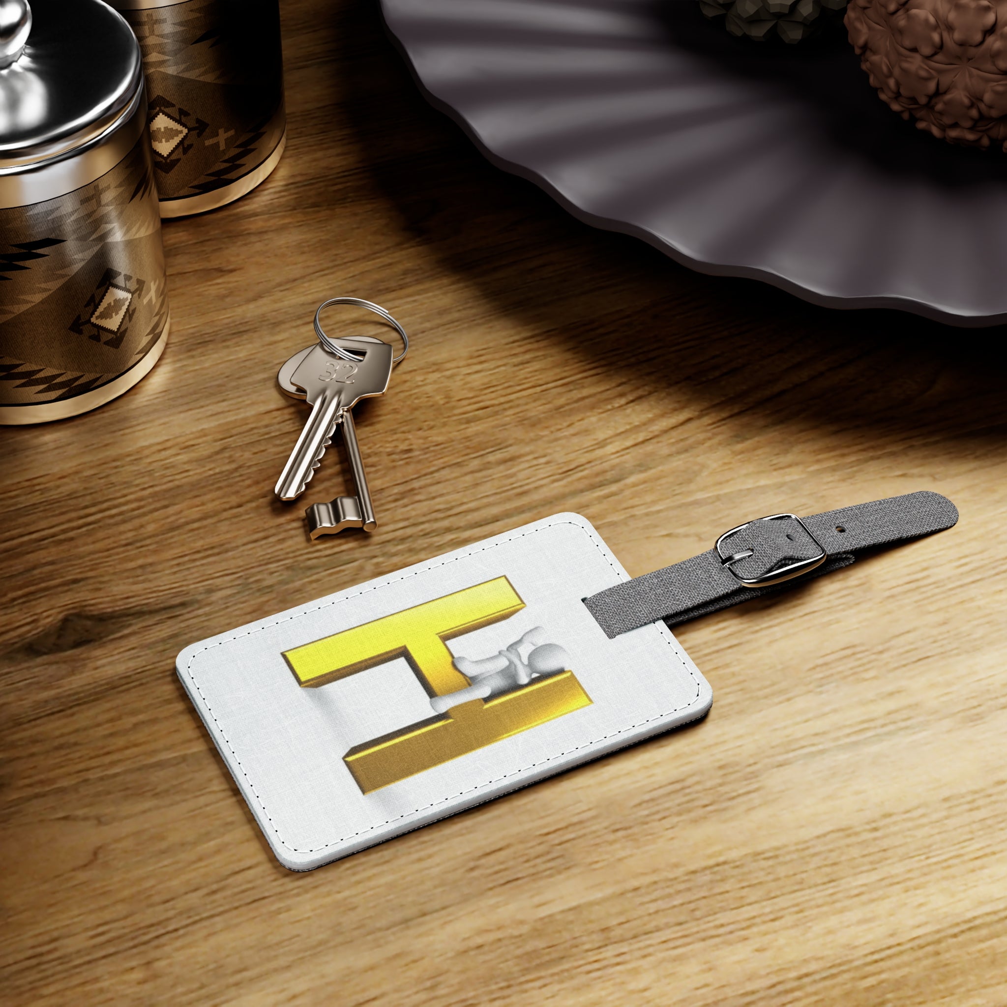 Gold Letter H Monogram Luggage Tag | Rectangle Saffiano Polyester