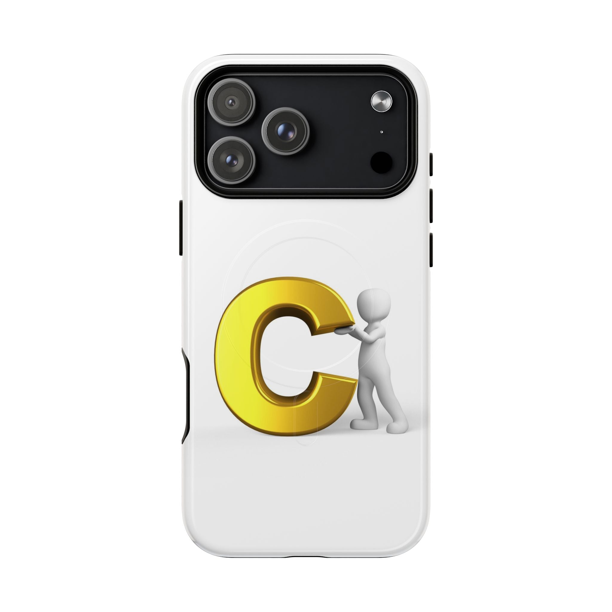 Coque de téléphone Monogramme Lettre C Dorée | Coque magnétique robuste