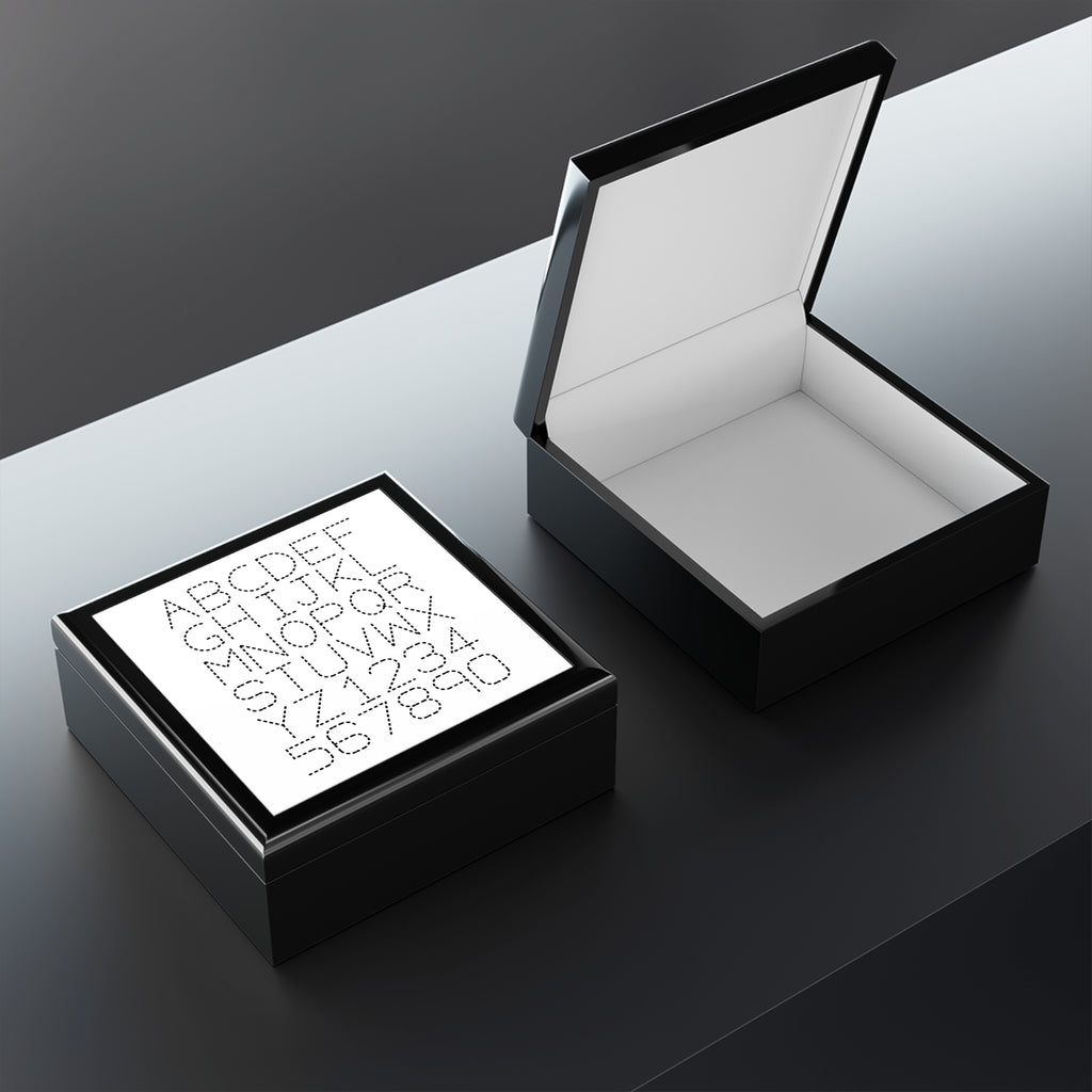 Dot Alphabet Monogram Jewelry Box | Modern Letter Grid Design