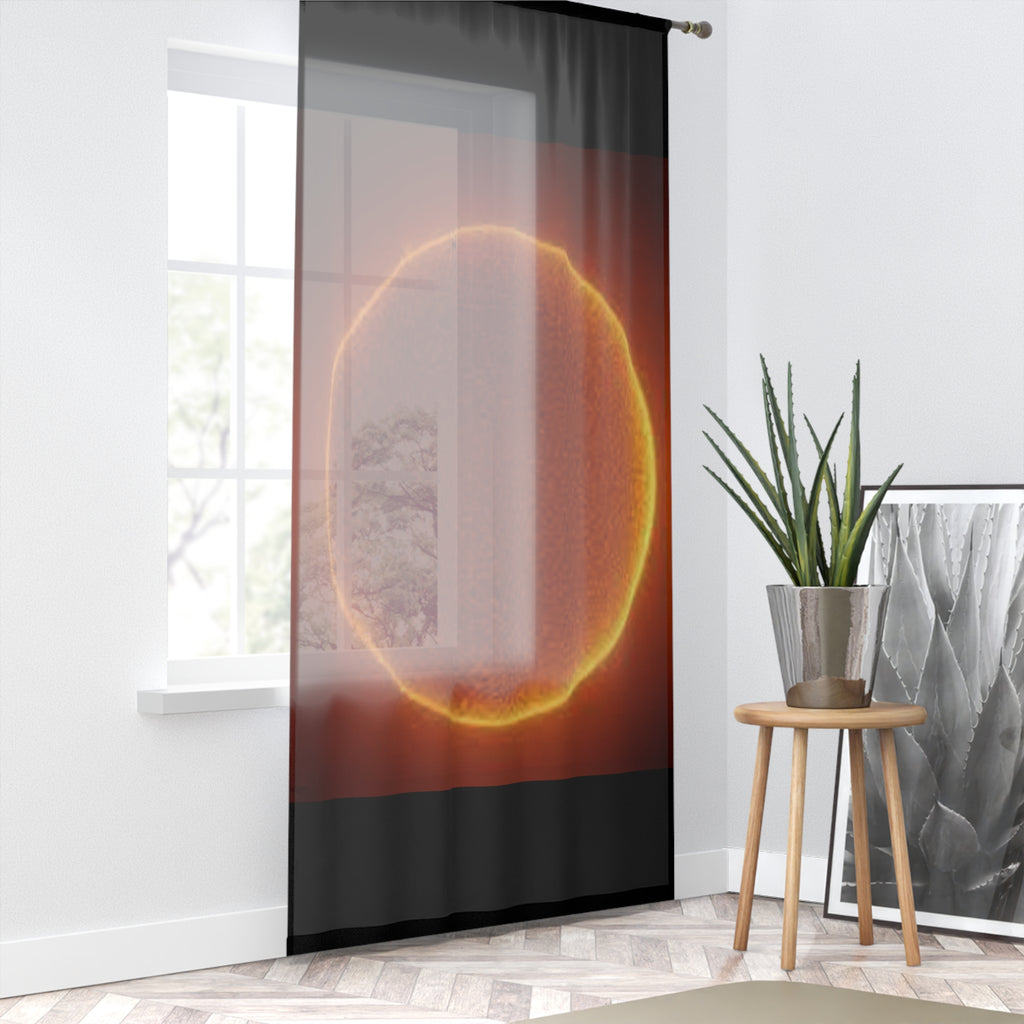 Solar Eclipse Window Curtain | Glowing Sun Halo Sheer Drapery