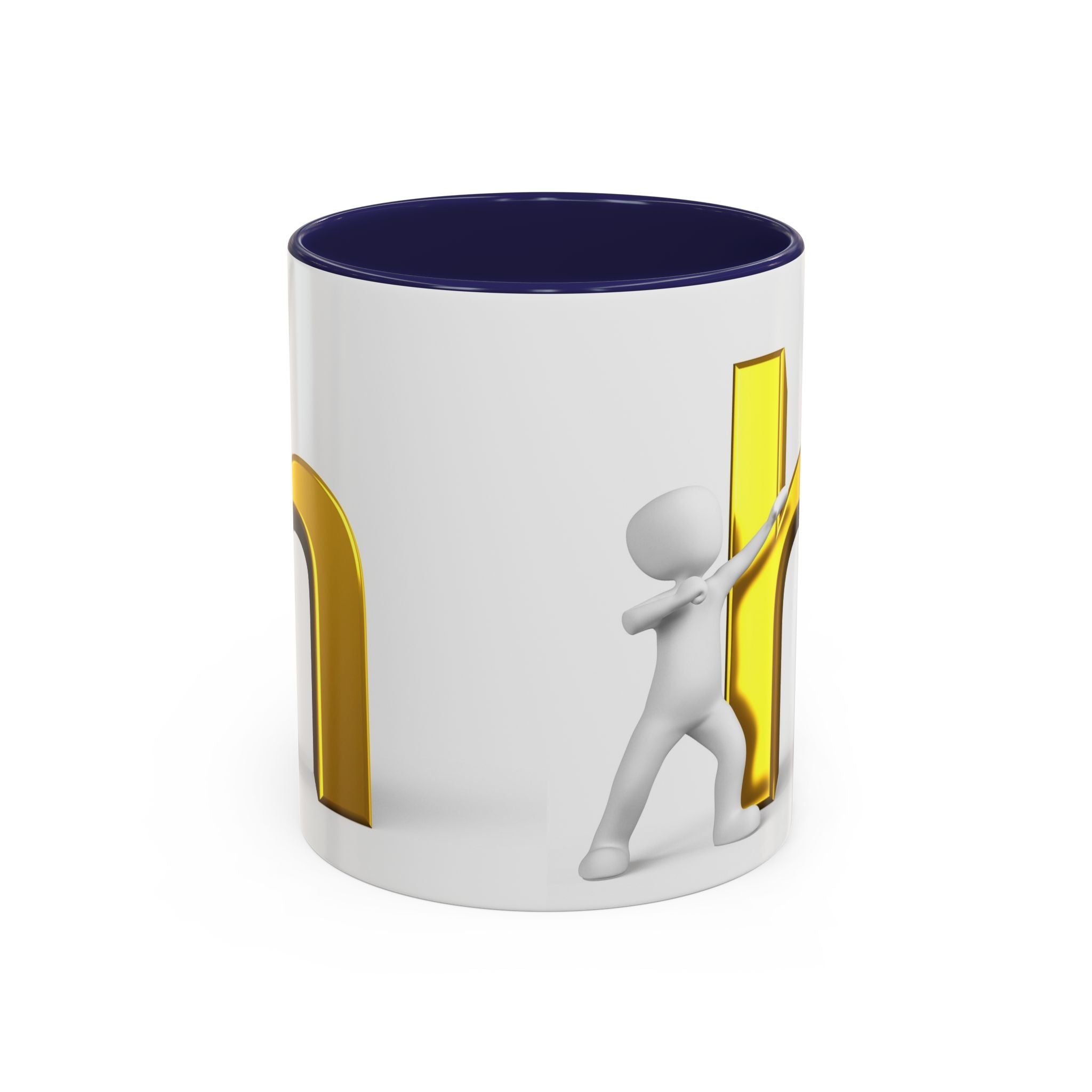 Mug avec figure 3D poussant la lettre h dorée | Mug à anse colorée 11/15oz