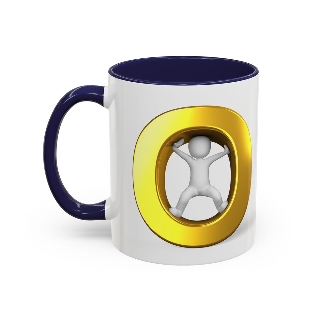 Stick Figure Inside Gold Letter O Mug | Accent Coffee Mug 11oz 15oz