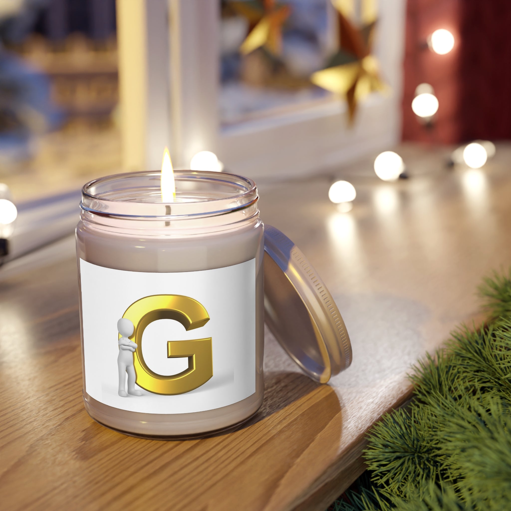 Bougie Monogramme G Doré Pot Soja 9oz | Couvercle Blanc